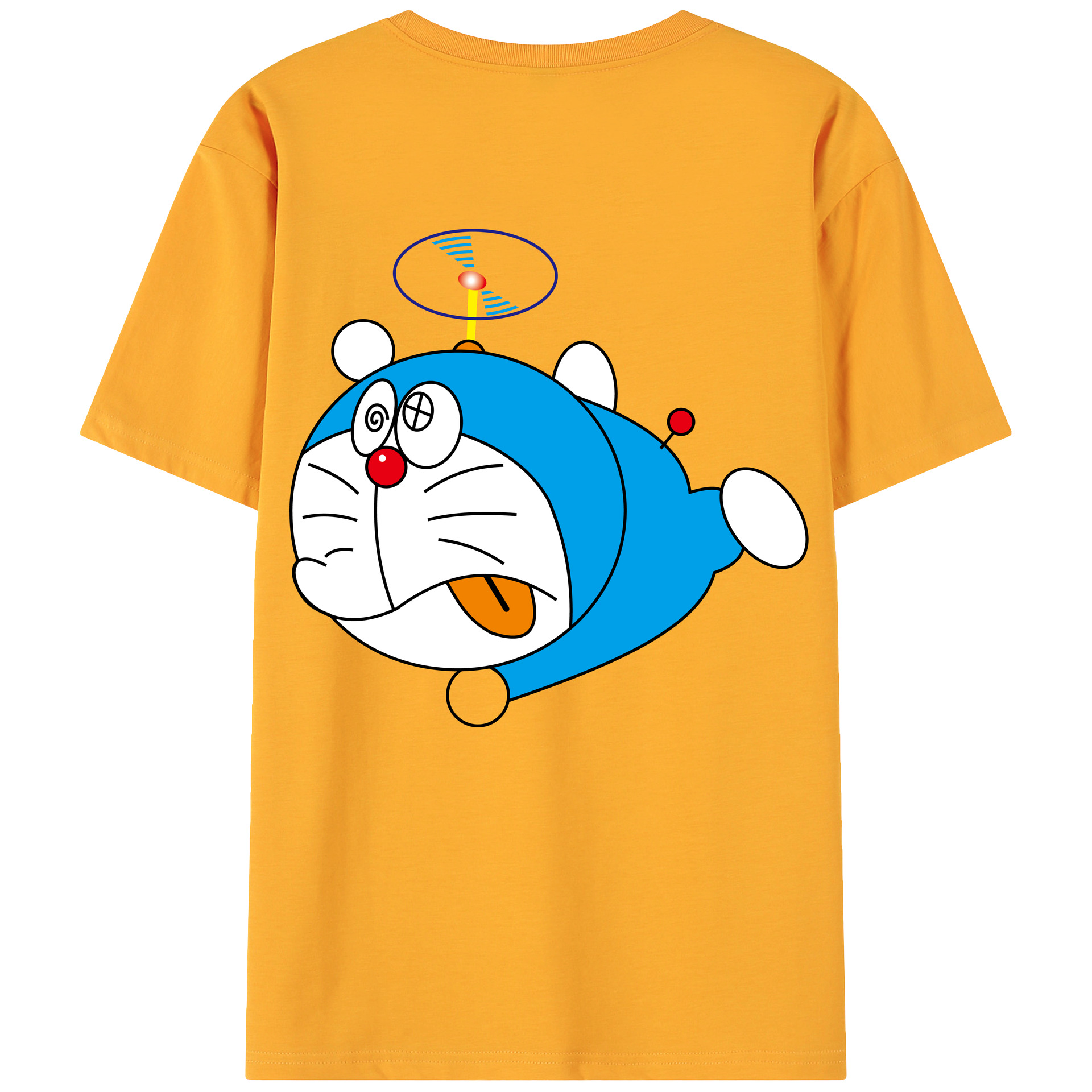 （画像用） ドラえもん Doraemon 綿100％ メンズ半袖Tシャツ（バックプリント） 通気性
