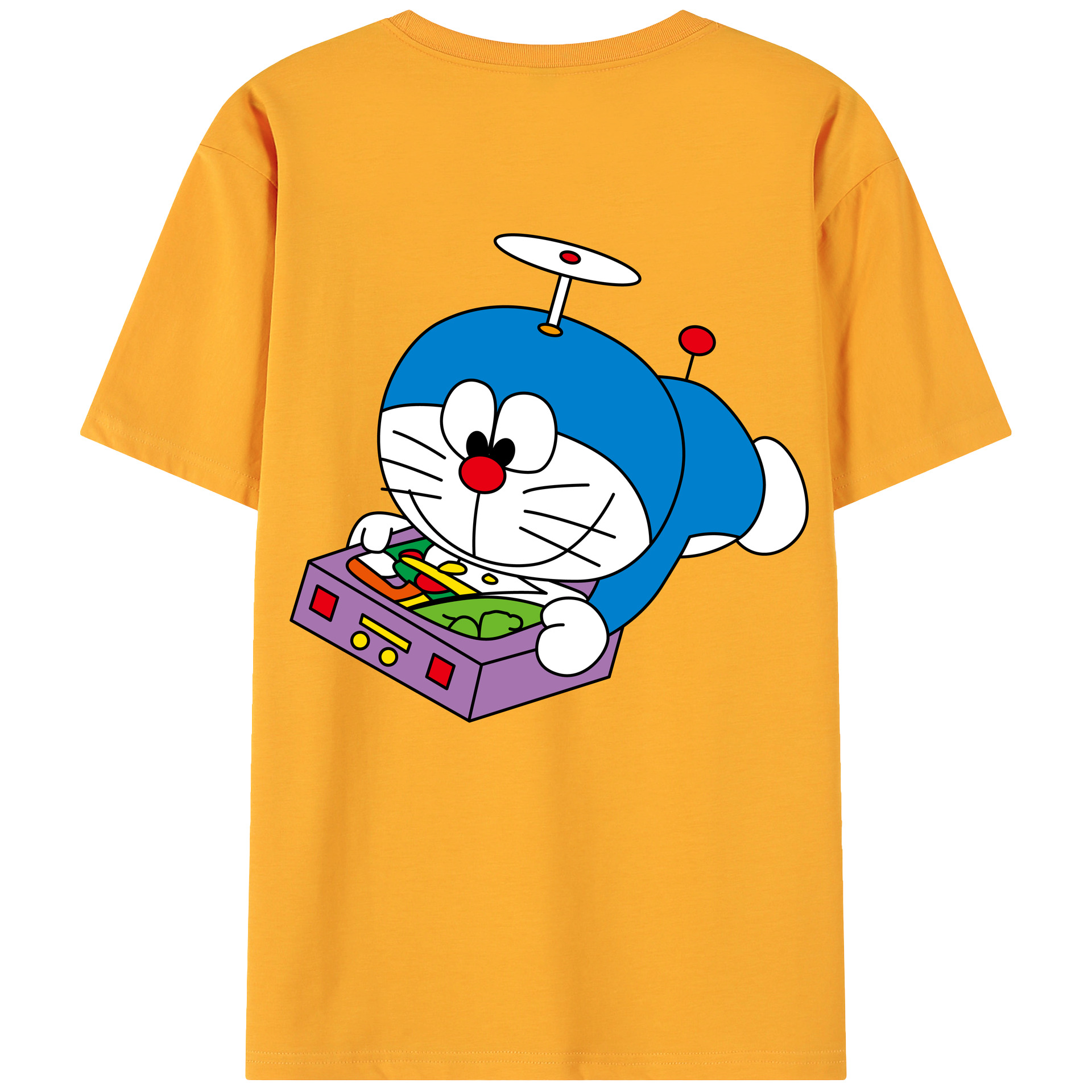 （画像用） ドラえもん Doraemon 綿100％ メンズ半袖Tシャツ（バックプリント） 通気性