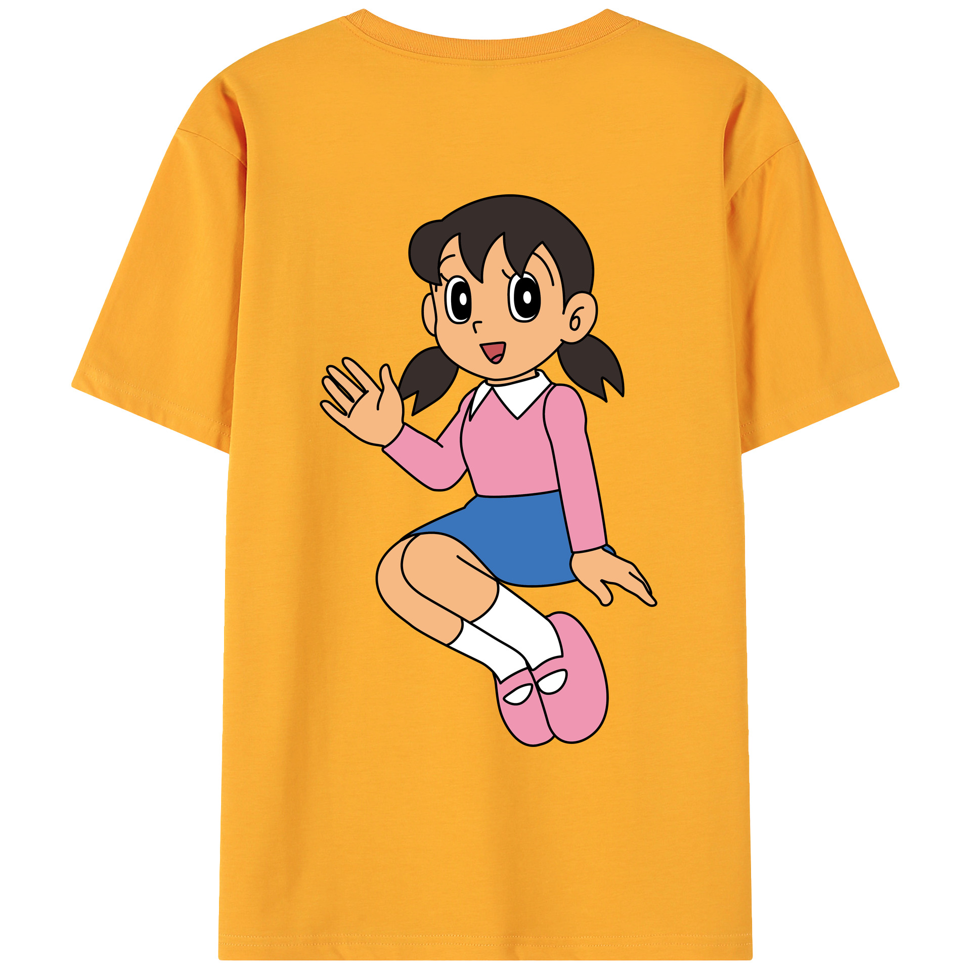 （画像用） ドラえもん みなもと しずか Doraemon Shizuka Minamoto 綿100％ メンズ半袖Tシャツ（バックプリント） 通気性