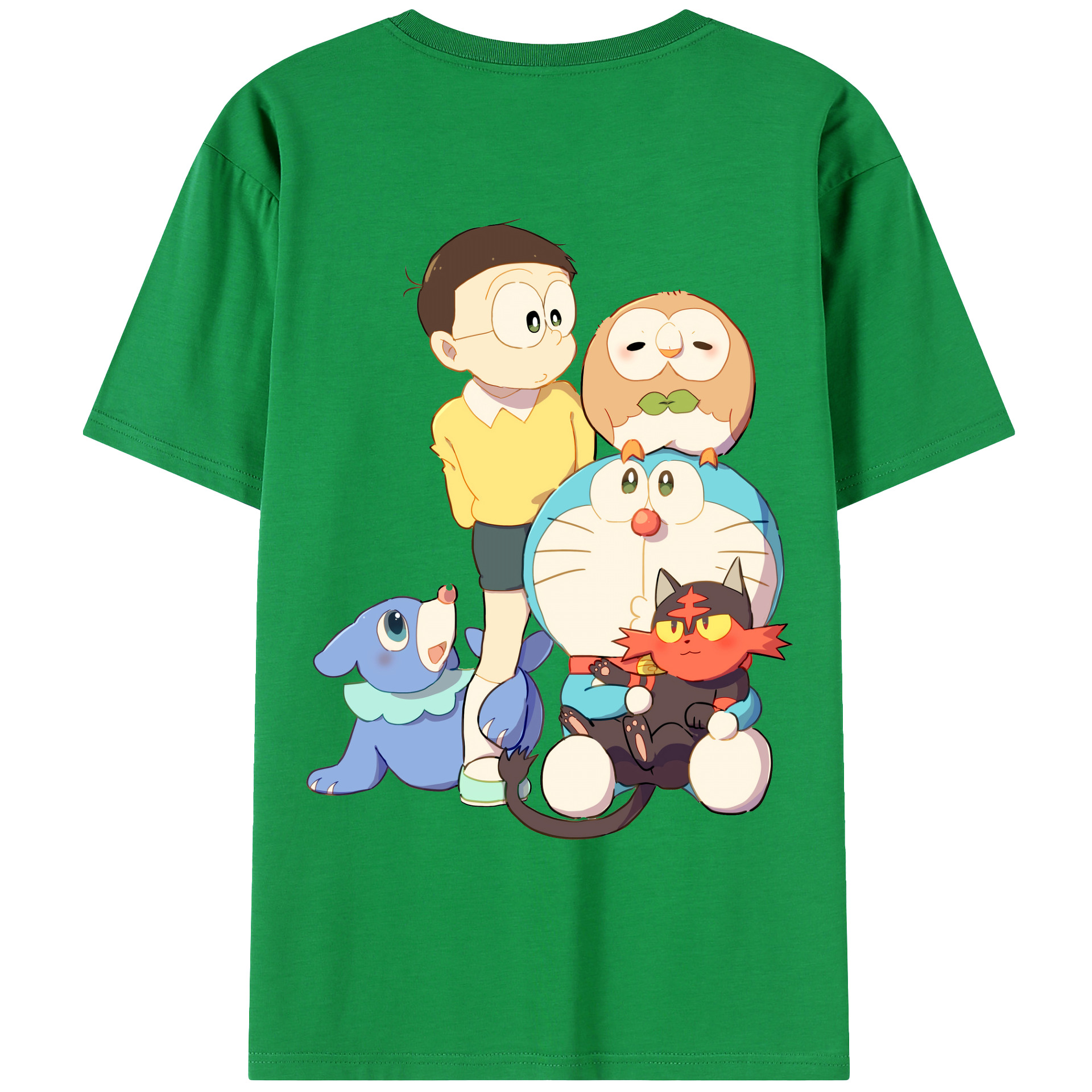 （画像用） ドラえもん Doraemon 綿100％ メンズ半袖Tシャツ（バックプリント） 通気性
