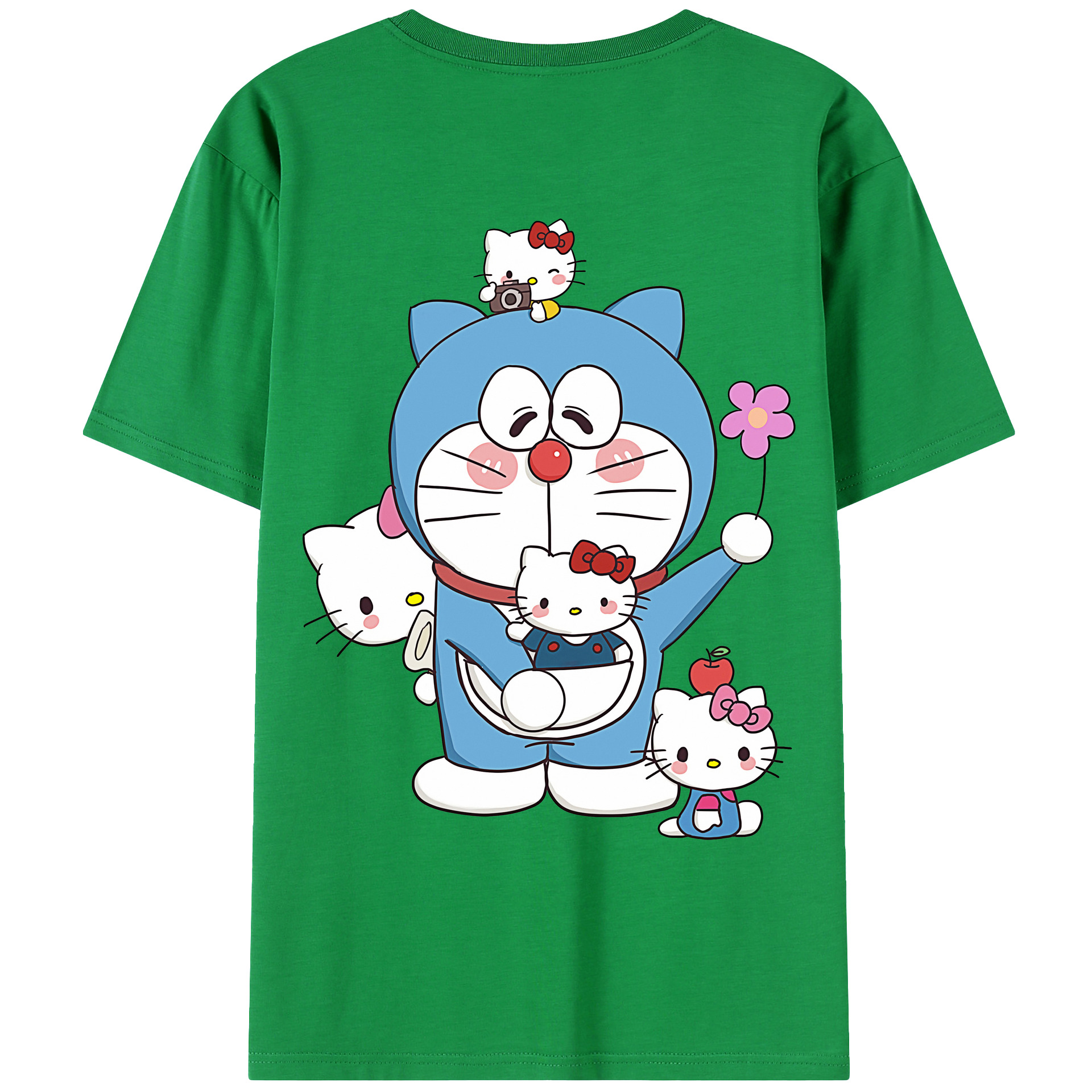 （画像用） ドラえもん Doraemon 綿100％ メンズ半袖Tシャツ（バックプリント） 通気性