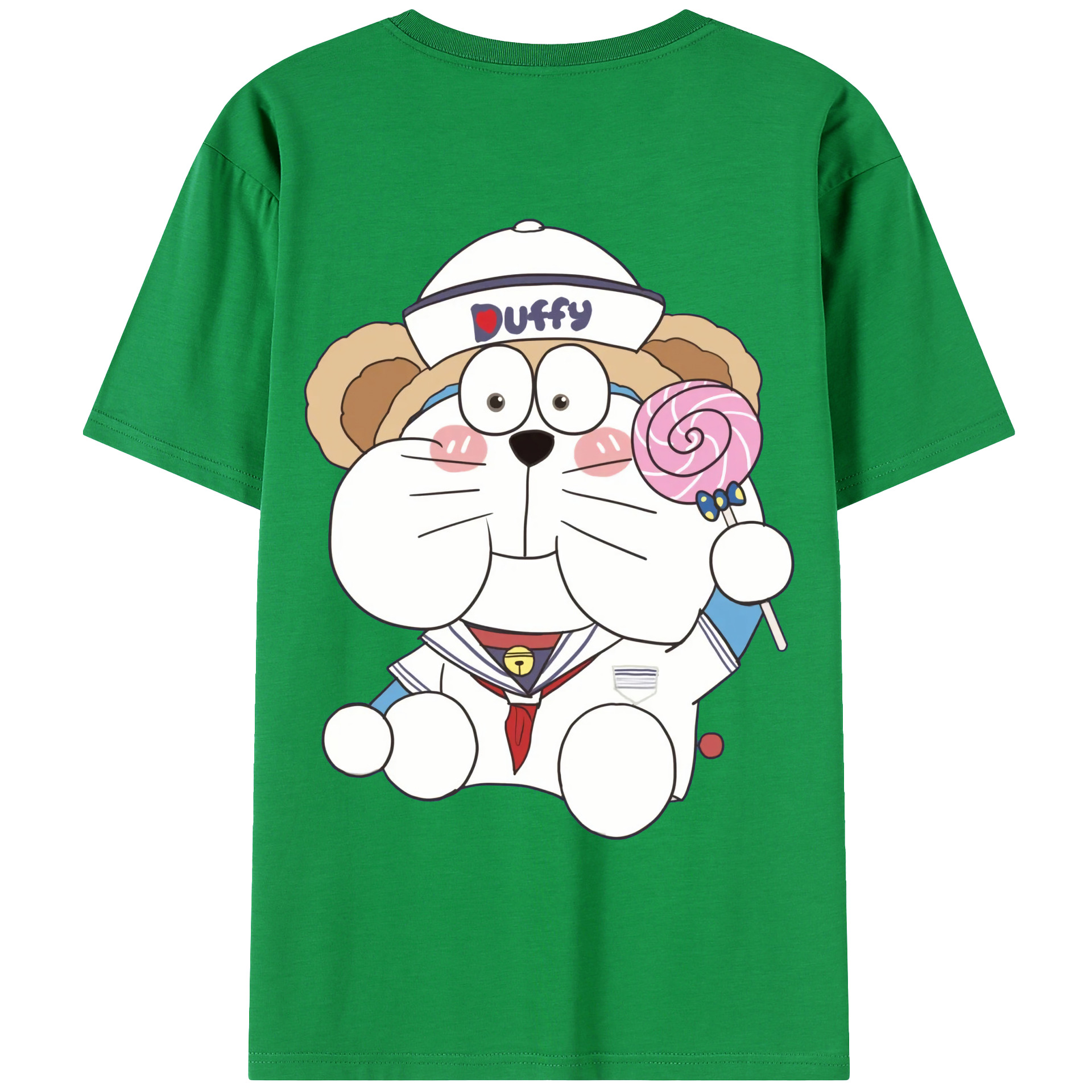 （画像用） ドラえもん Doraemon 綿100％ メンズ半袖Tシャツ（バックプリント） 通気性