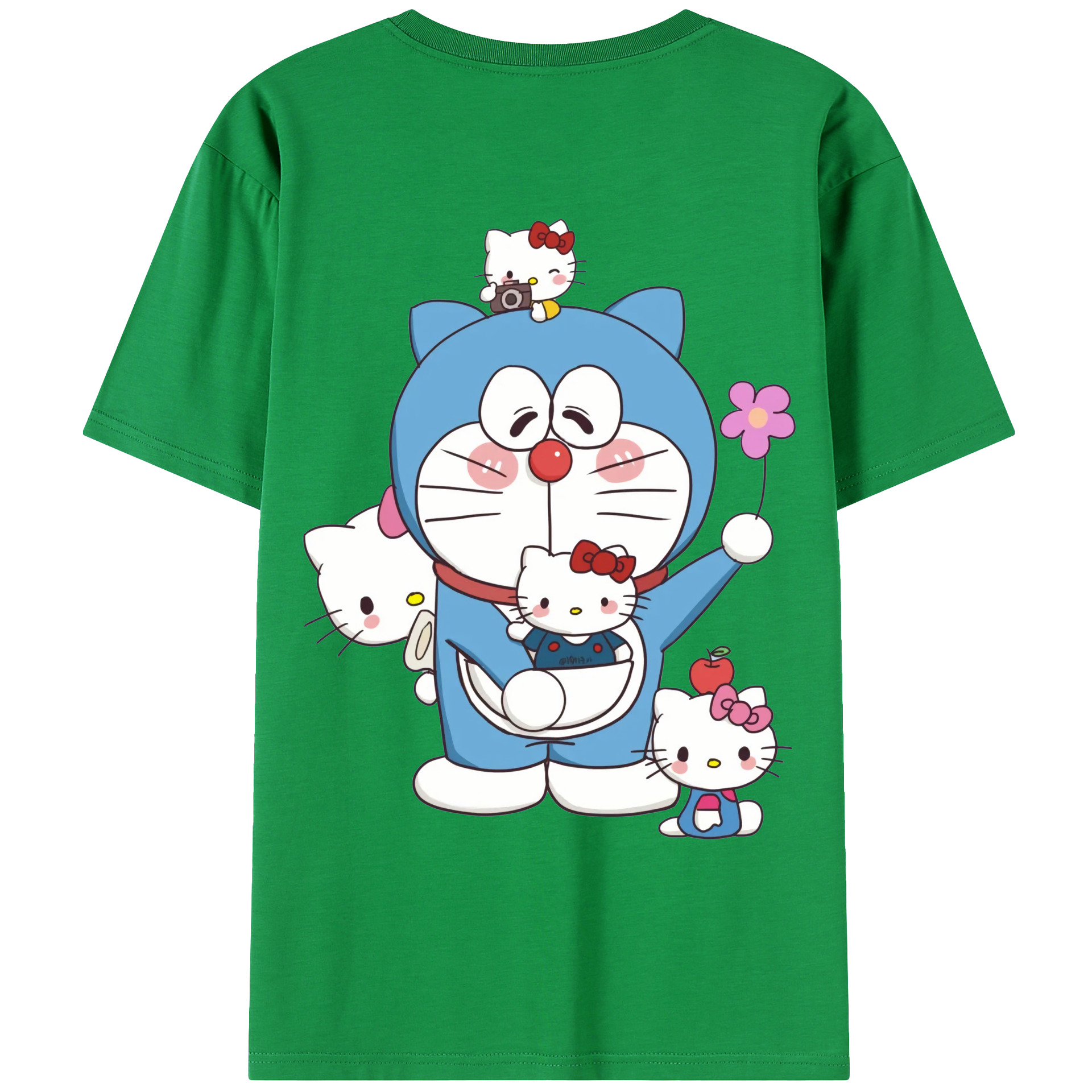 （画像用） ドラえもん Doraemon 綿100％ メンズ半袖Tシャツ（バックプリント） 通気性