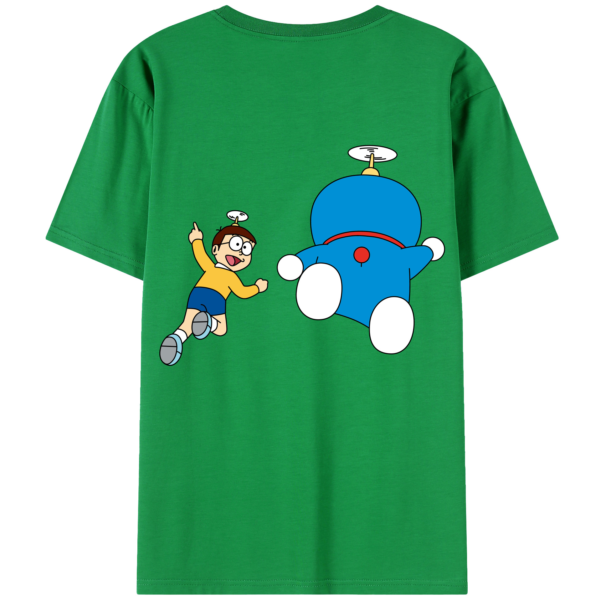（画像用） ドラえもん 野比 のび太 Doraemon Nobita Nobi 綿100％ メンズ半袖Tシャツ（バックプリント） 通気性
