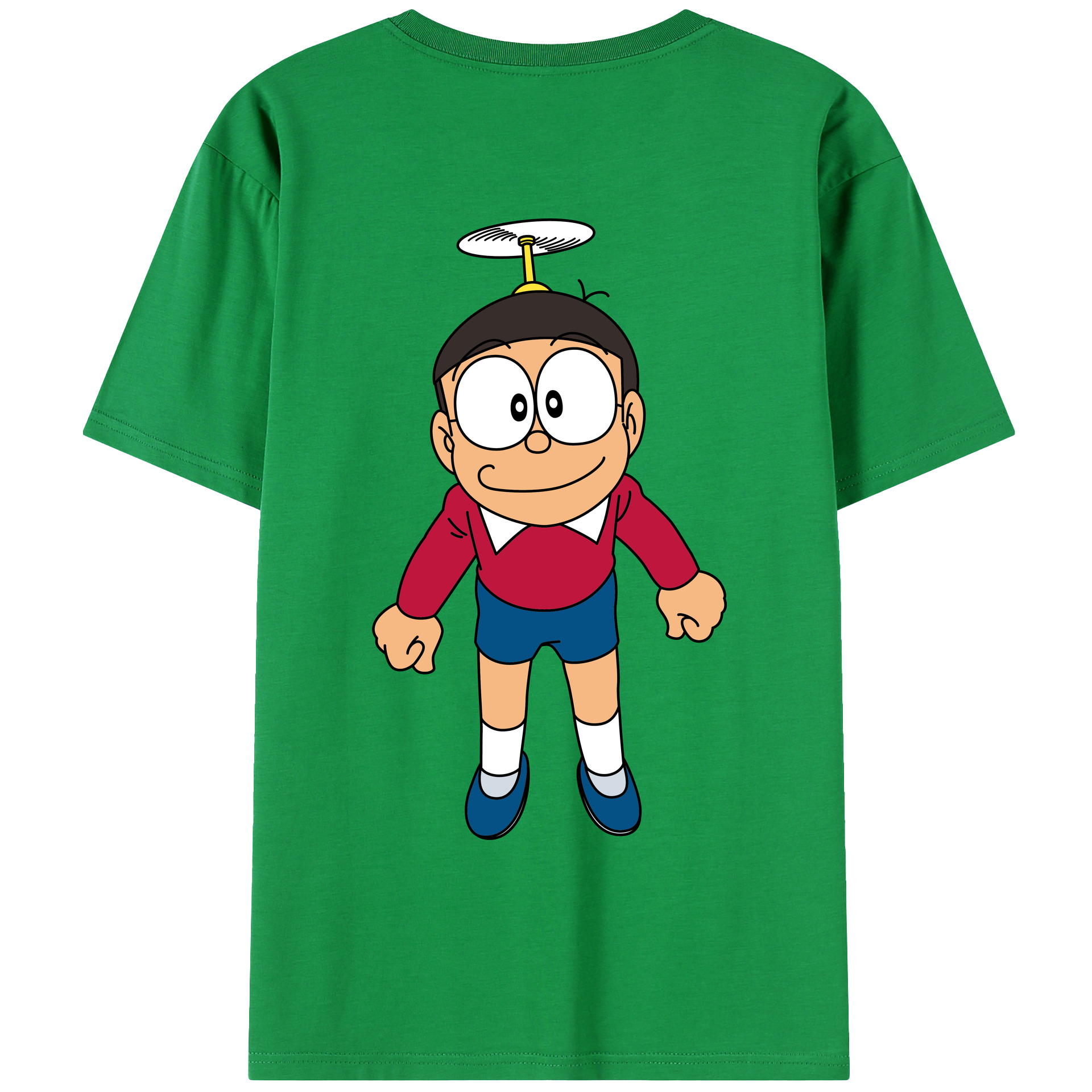 （画像用） ドラえもん 野比 のび太 Doraemon Nobita Nobi 綿100％ メンズ半袖Tシャツ（バックプリント） 通気性