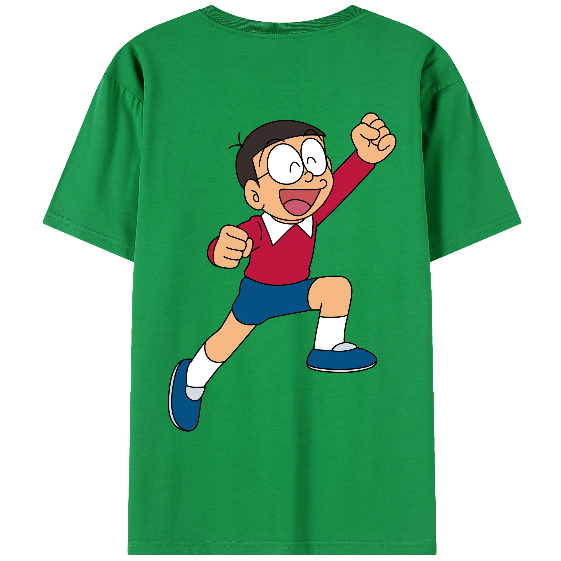 （画像用） ドラえもん 野比 のび太 Doraemon Nobita Nobi 綿100％ メンズ半袖Tシャツ（バックプリント） 通気性