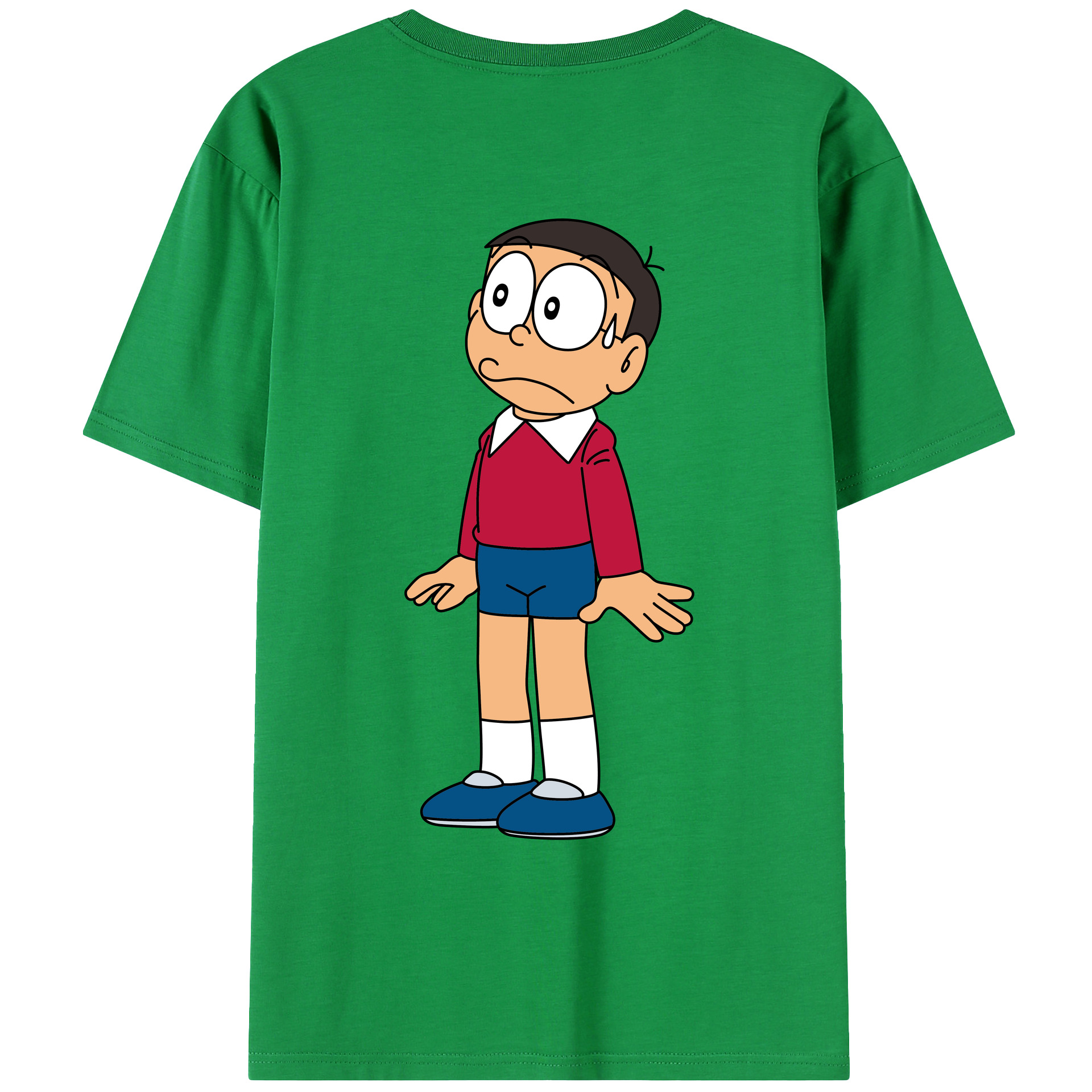 （画像用） ドラえもん 野比 のび太 Doraemon Nobita Nobi 綿100％ メンズ半袖Tシャツ（バックプリント） 通気性
