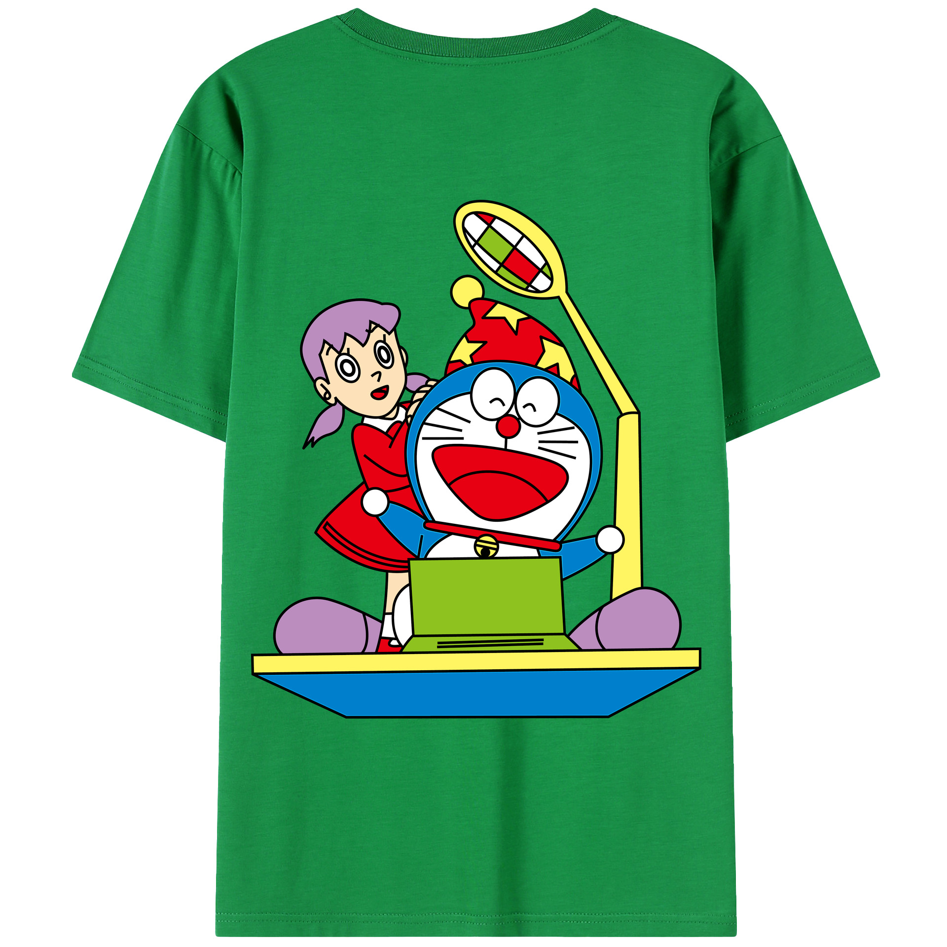 （画像用） ドラえもん みなもと しずか Doraemon Shizuka Minamoto 綿100％ メンズ半袖Tシャツ（バックプリント） 通気性