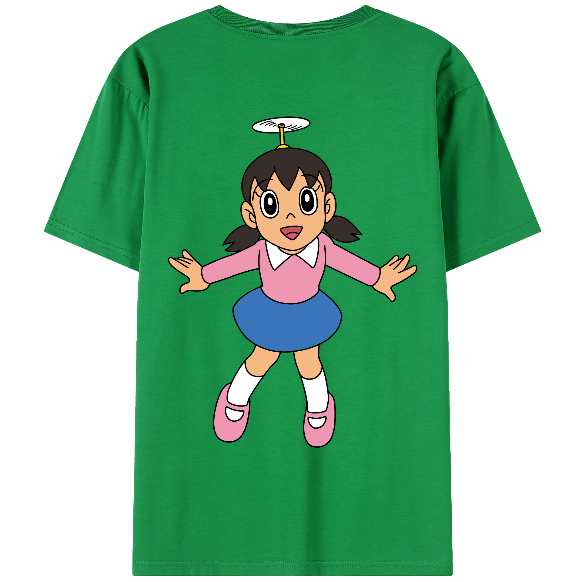 （画像用） ドラえもん みなもと しずか Doraemon Shizuka Minamoto 綿100％ メンズ半袖Tシャツ（バックプリント） 通気性