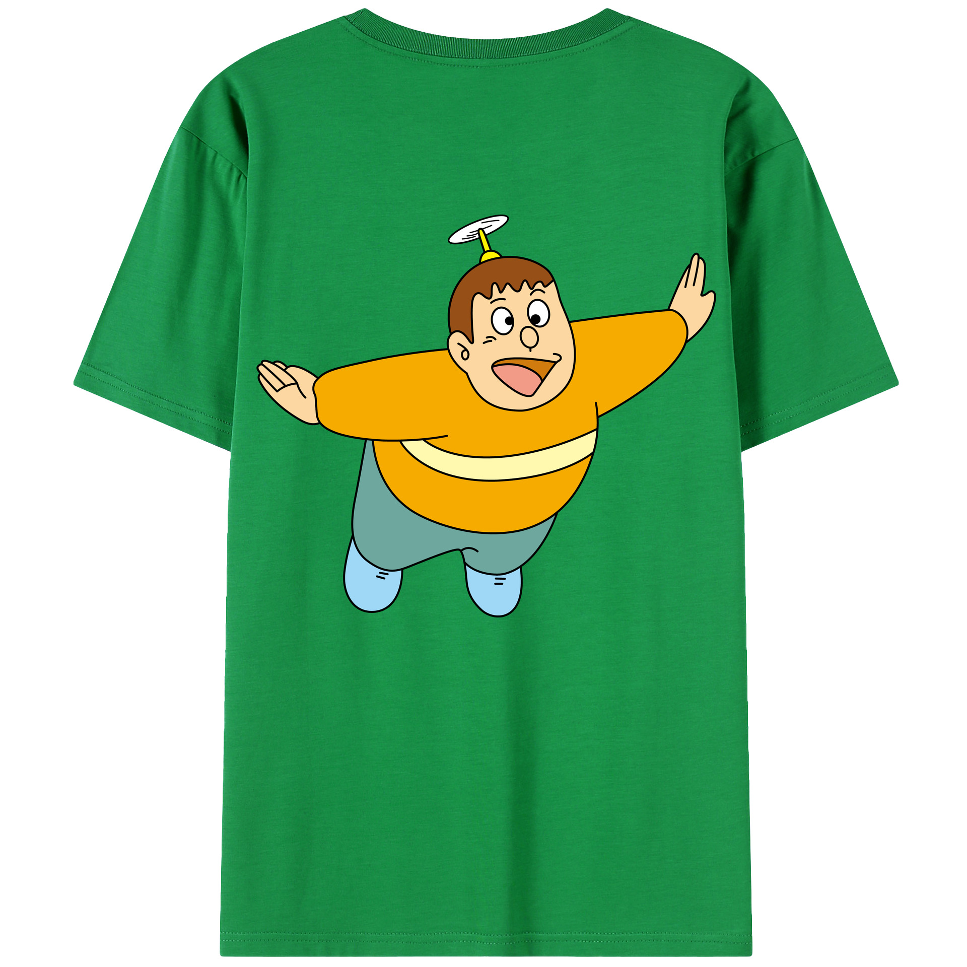 （画像用） ドラえもん 剛田武 Doraemon Gouta Takeshi 綿100％ メンズ半袖Tシャツ（バックプリント） 通気性