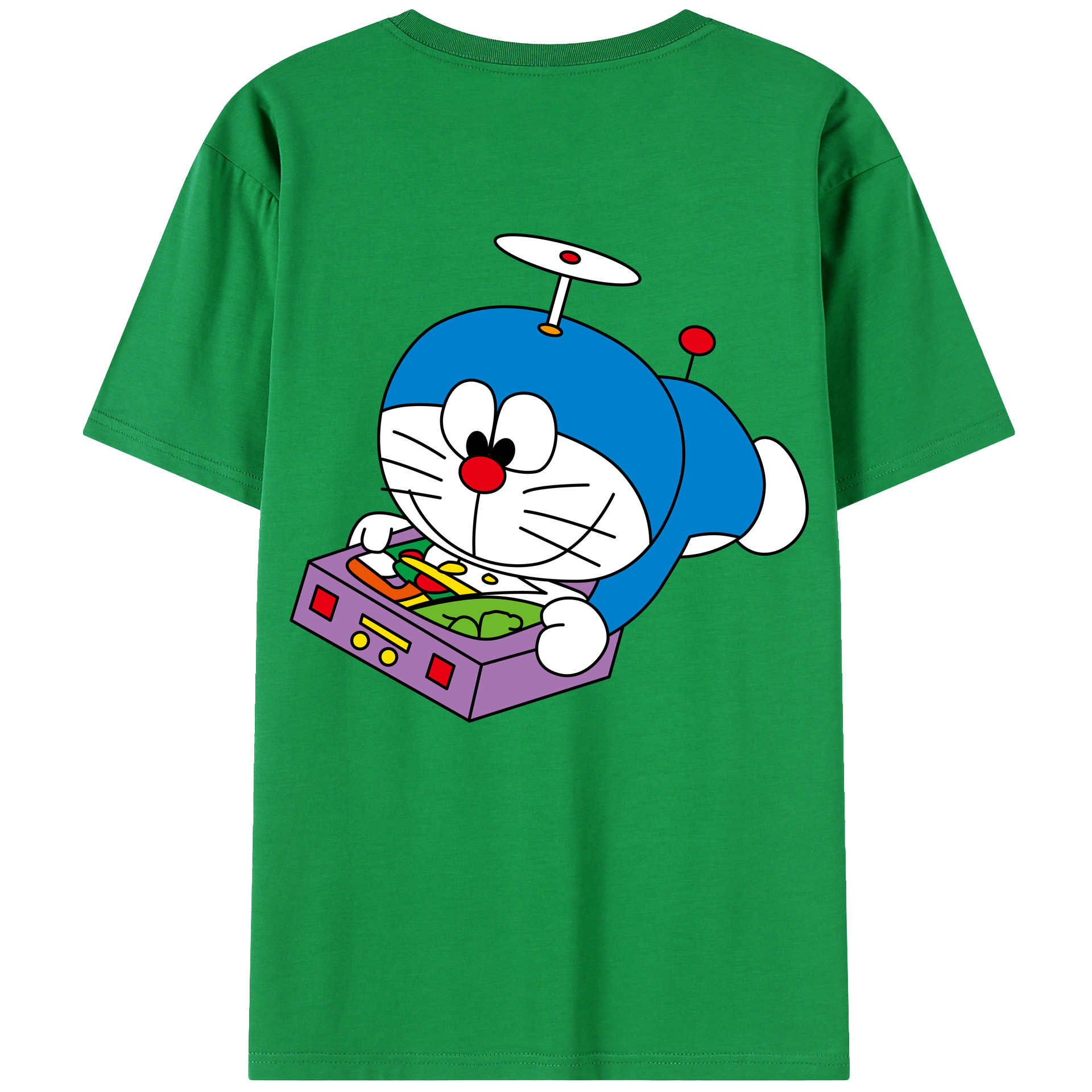 （画像用） ドラえもん Doraemon 綿100％ メンズ半袖Tシャツ（バックプリント） 通気性