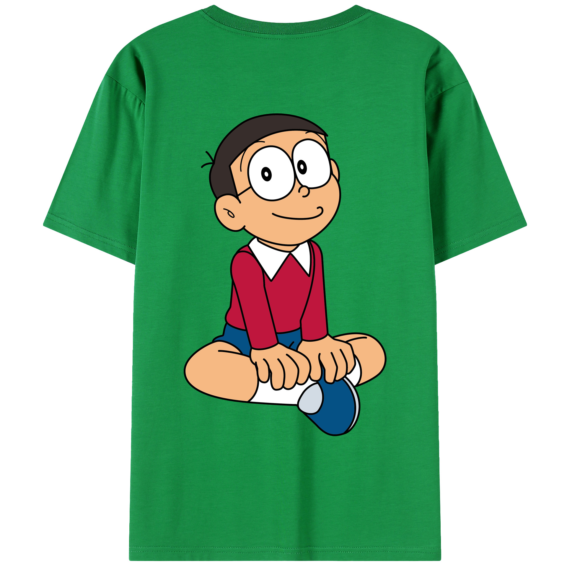 （画像用） ドラえもん 野比 のび太 Doraemon Nobita Nobi 綿100％ メンズ半袖Tシャツ（バックプリント） 通気性