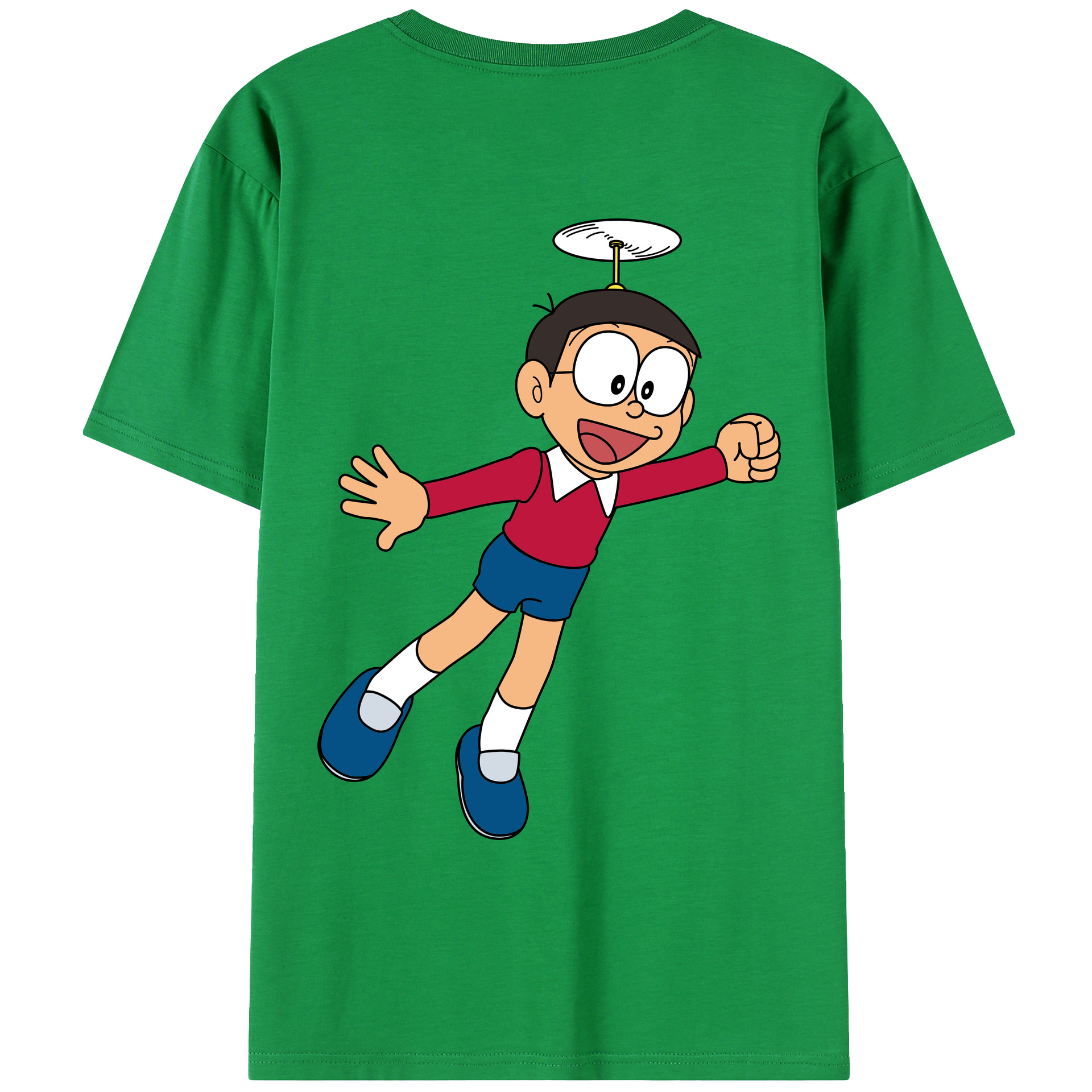（画像用） ドラえもん 野比 のび太 Doraemon Nobita Nobi 綿100％ メンズ半袖Tシャツ（バックプリント） 通気性