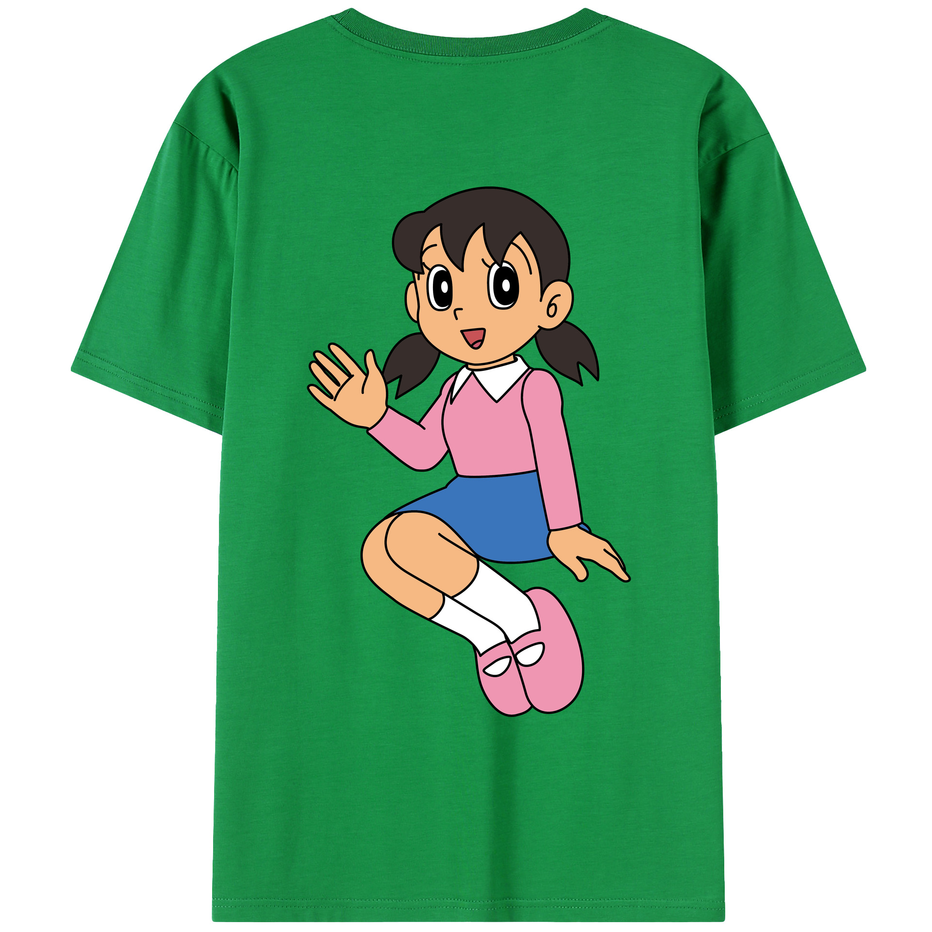 （画像用） ドラえもん みなもと しずか Doraemon Shizuka Minamoto 綿100％ メンズ半袖Tシャツ（バックプリント） 通気性