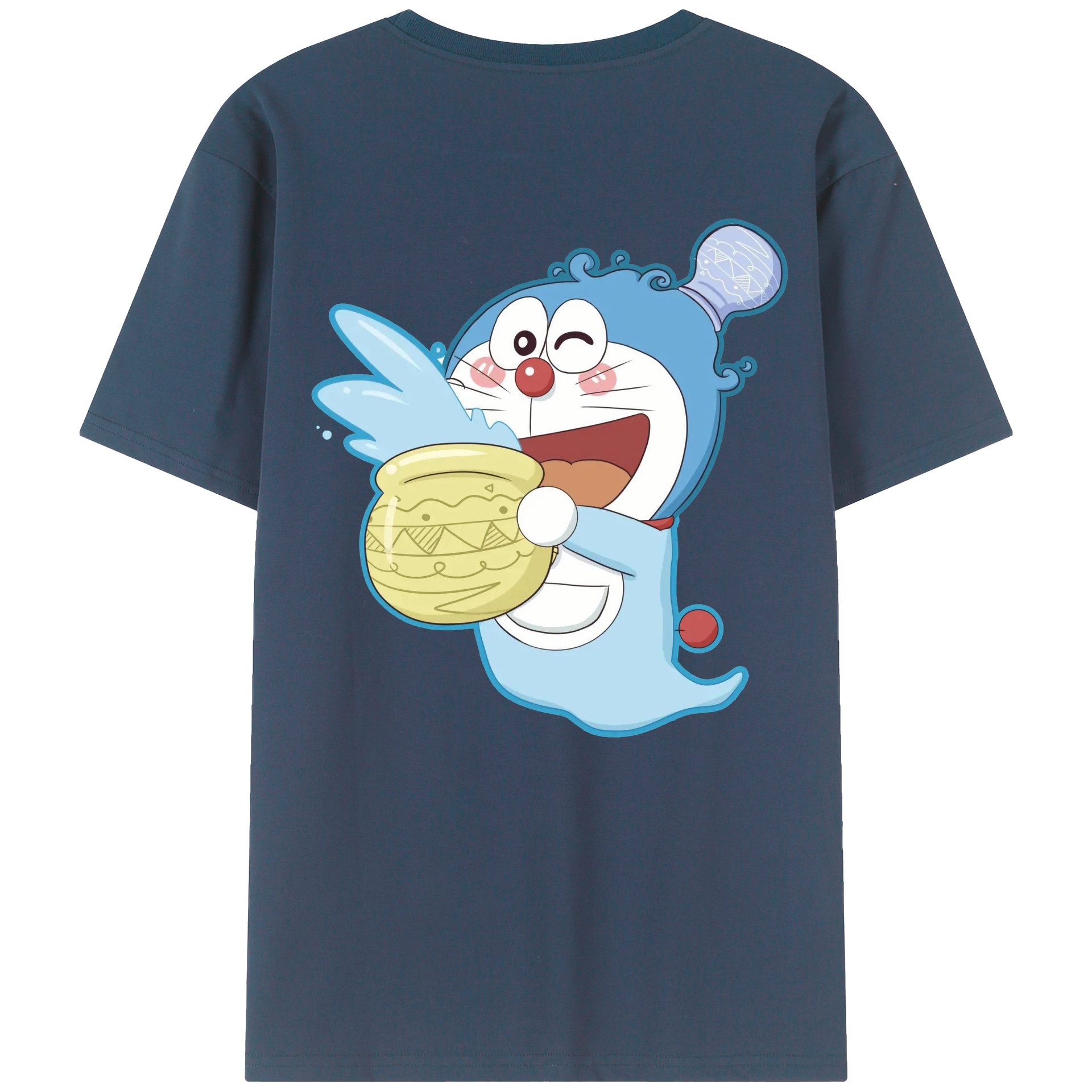 （画像用） ドラえもん Doraemon 綿100％ メンズ半袖Tシャツ（バックプリント） 通気性