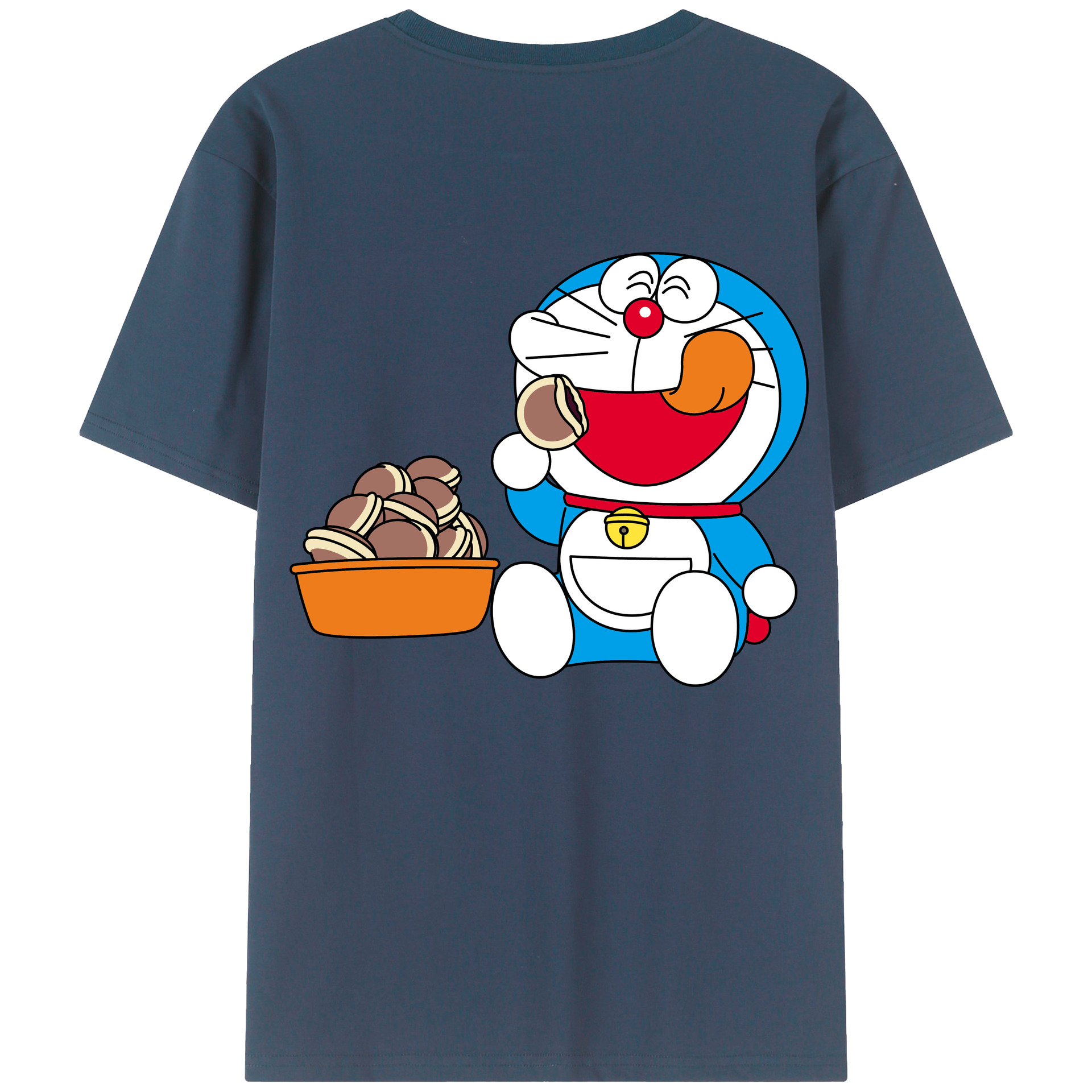 （画像用） ドラえもん Doraemon 綿100％ メンズ半袖Tシャツ（バックプリント） 通気性