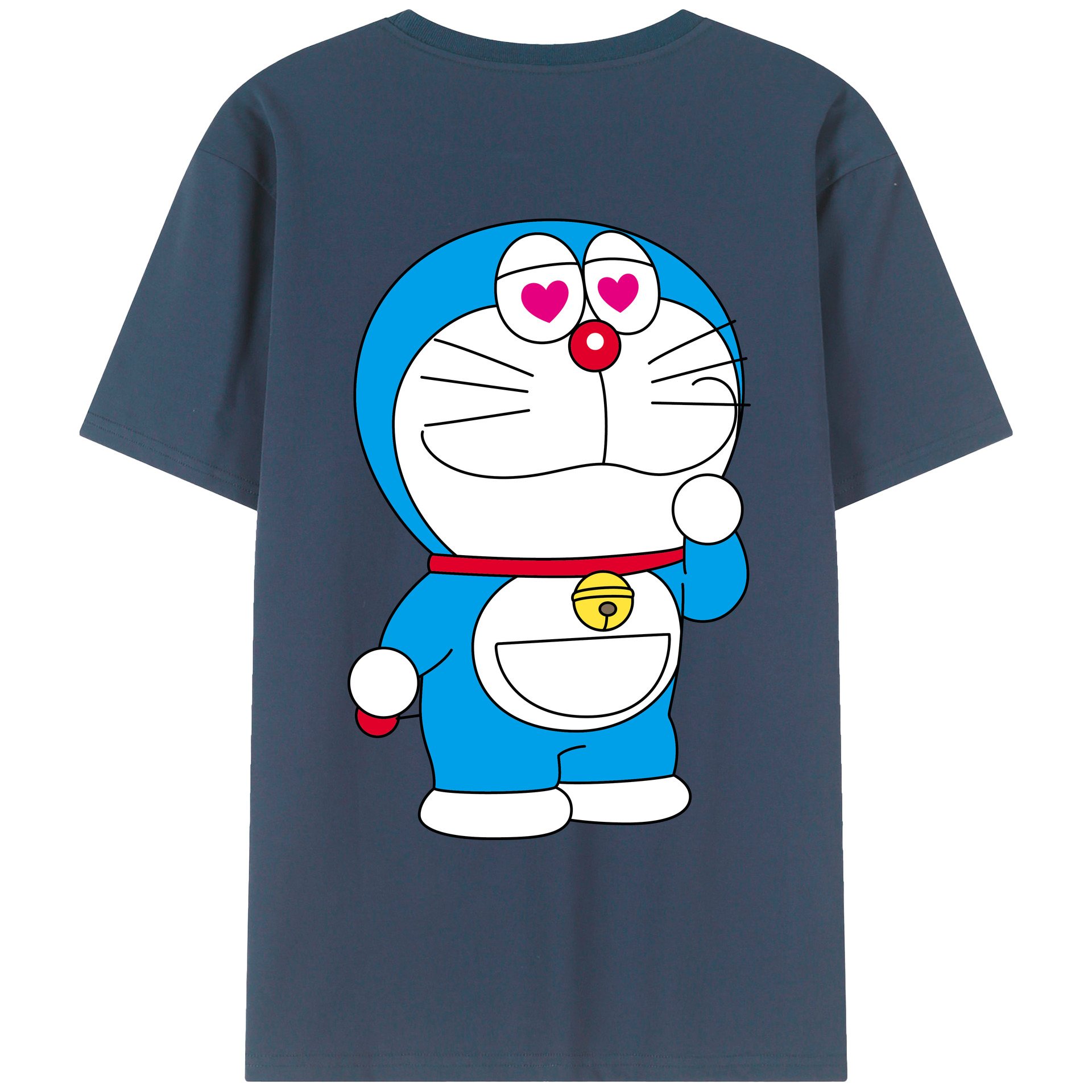 （画像用） ドラえもん Doraemon 綿100％ メンズ半袖Tシャツ（バックプリント） 通気性