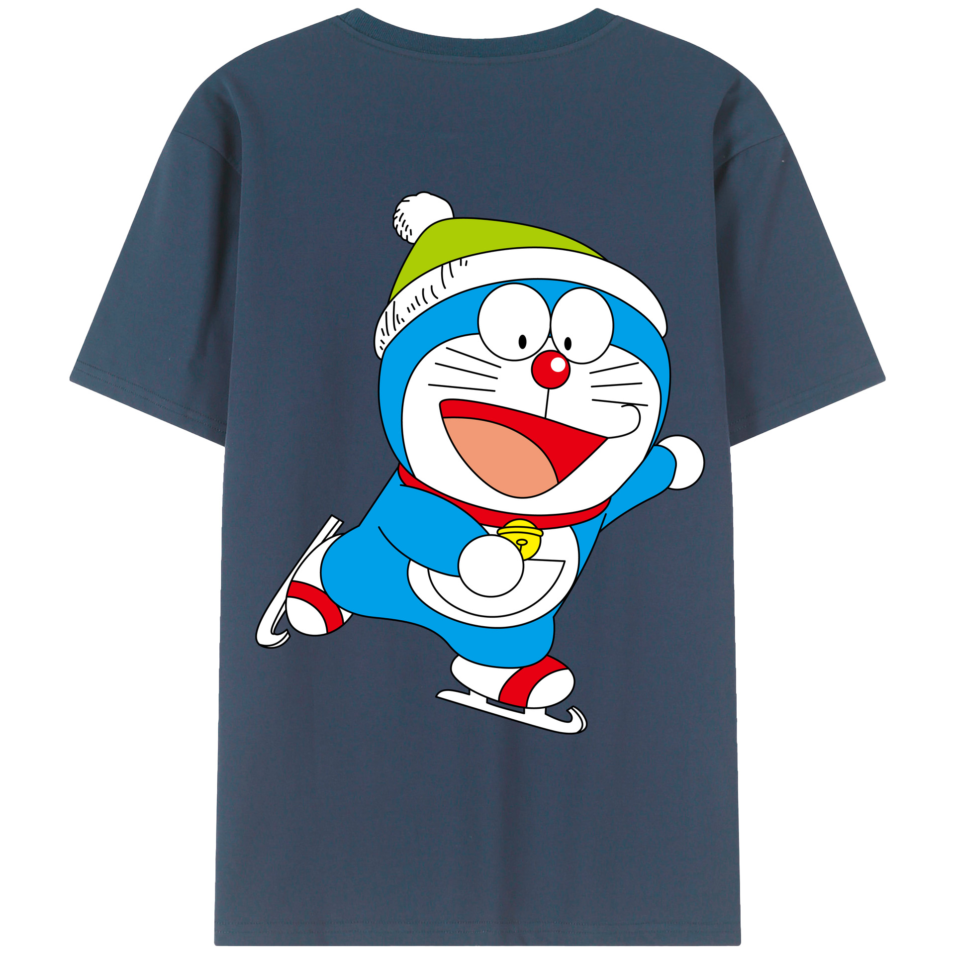 （画像用） ドラえもん Doraemon 綿100％ メンズ半袖Tシャツ（バックプリント） 通気性
