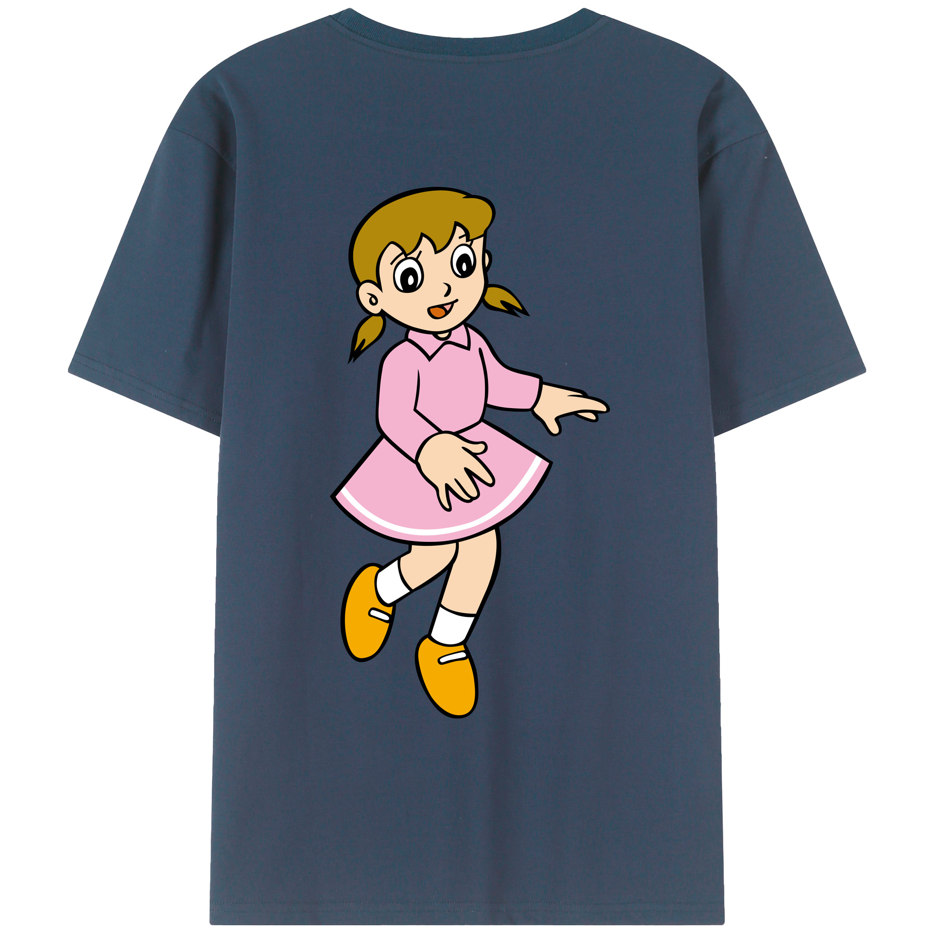 （画像用） ドラえもん みなもと しずか Doraemon Shizuka Minamoto 綿100％ メンズ半袖Tシャツ（バックプリント） 通気性