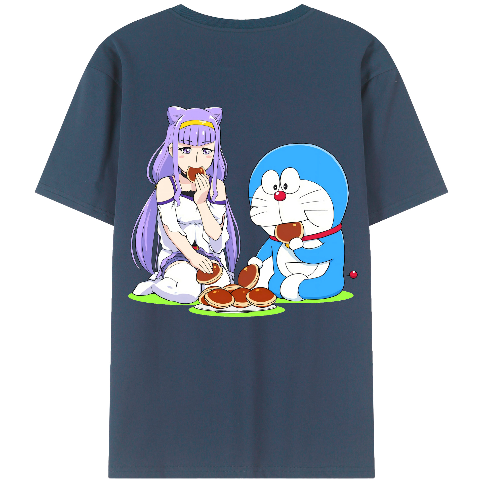 （画像用） ドラえもん Doraemon 綿100％ メンズ半袖Tシャツ（バックプリント） 通気性