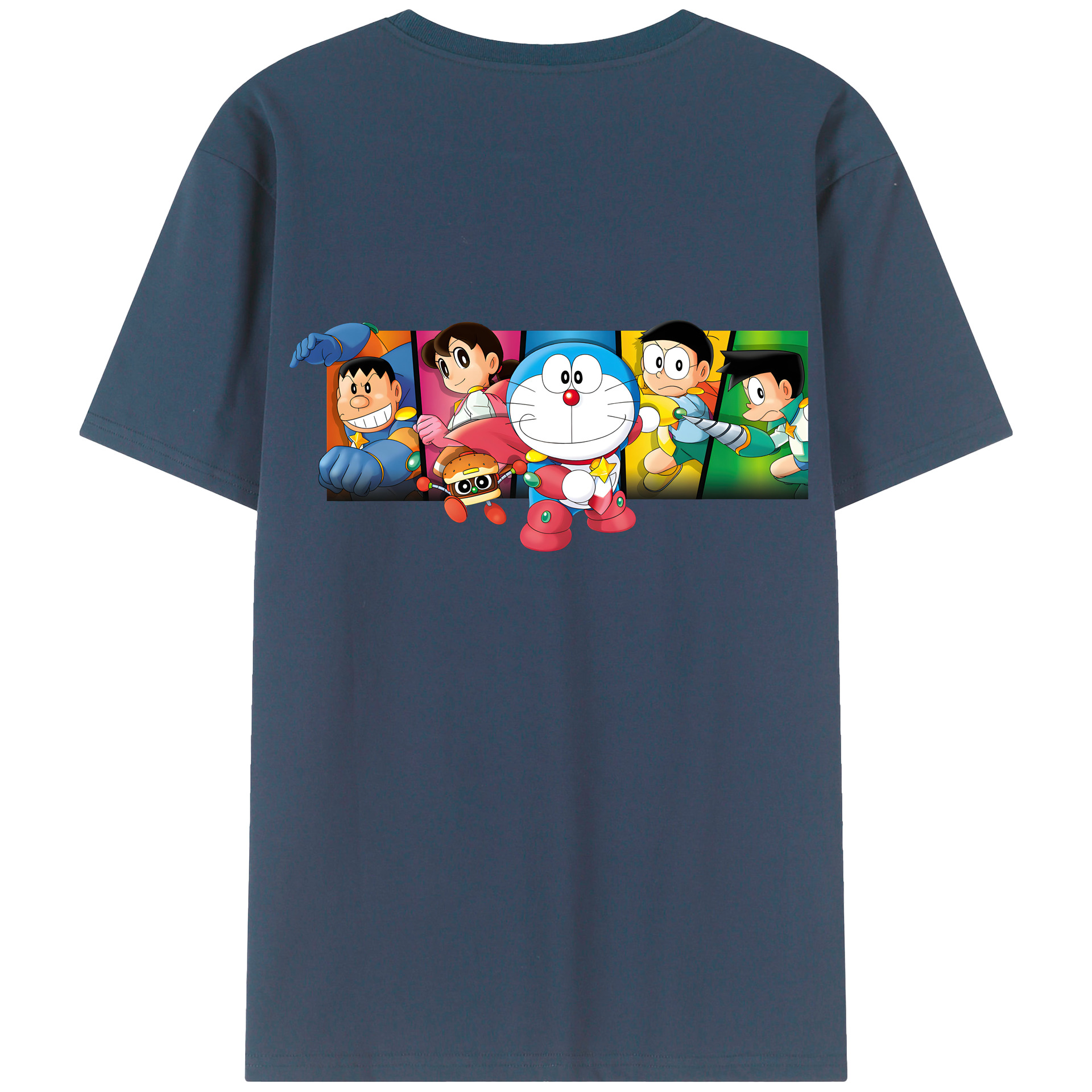 （画像用） ドラえもん Doraemon 綿100％ メンズ半袖Tシャツ（バックプリント） 通気性