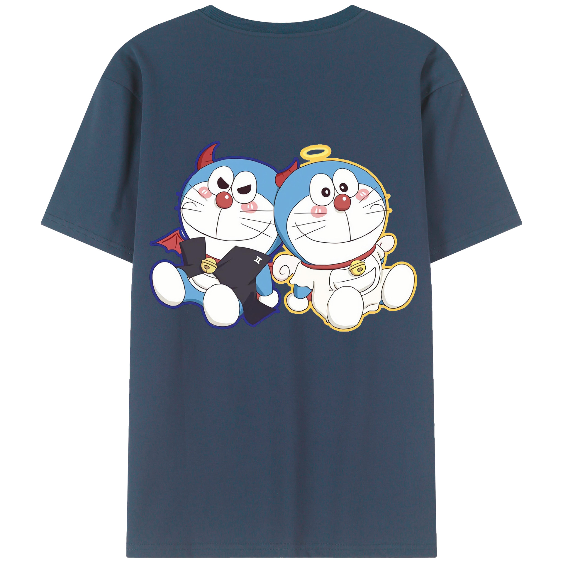 （画像用） ドラえもん Doraemon 綿100％ メンズ半袖Tシャツ（バックプリント） 通気性
