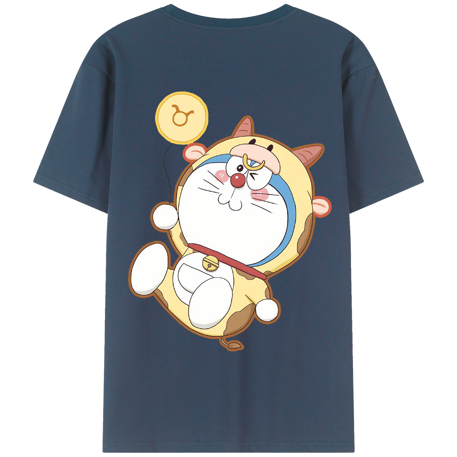 （画像用） ドラえもん Doraemon 綿100％ メンズ半袖Tシャツ（バックプリント） 通気性