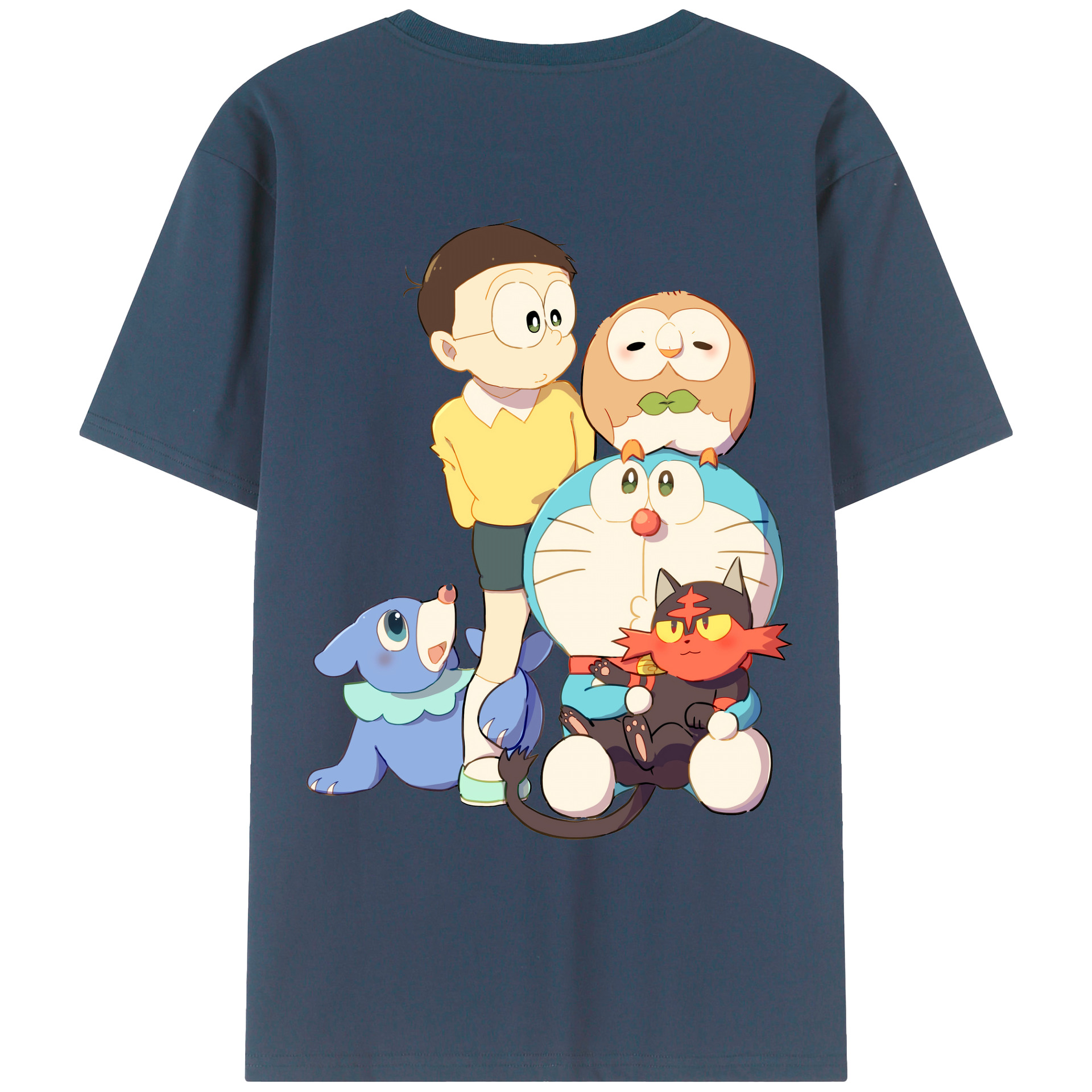（画像用） ドラえもん Doraemon 綿100％ メンズ半袖Tシャツ（バックプリント） 通気性