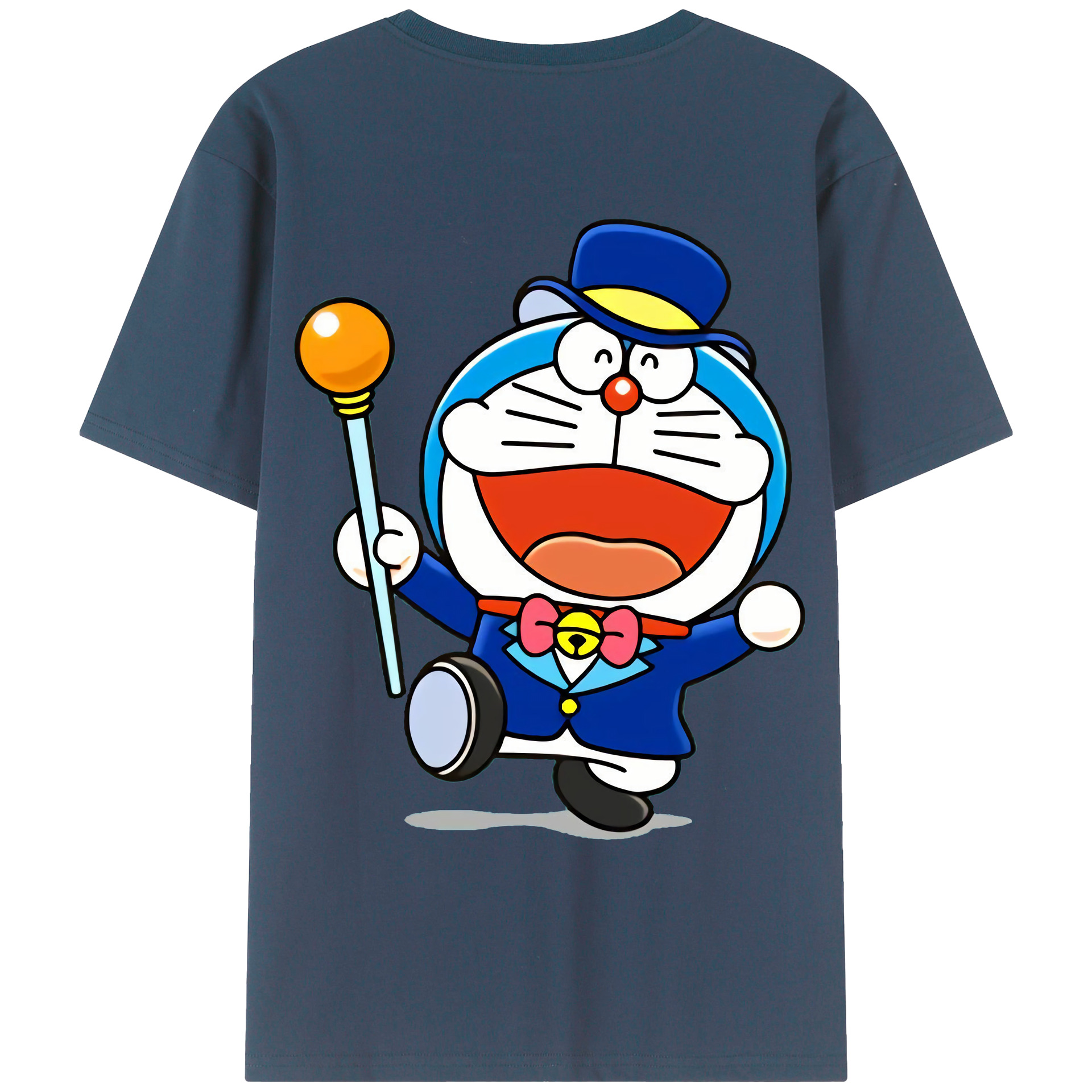 （画像用） ドラえもん Doraemon 綿100％ メンズ半袖Tシャツ（バックプリント） 通気性