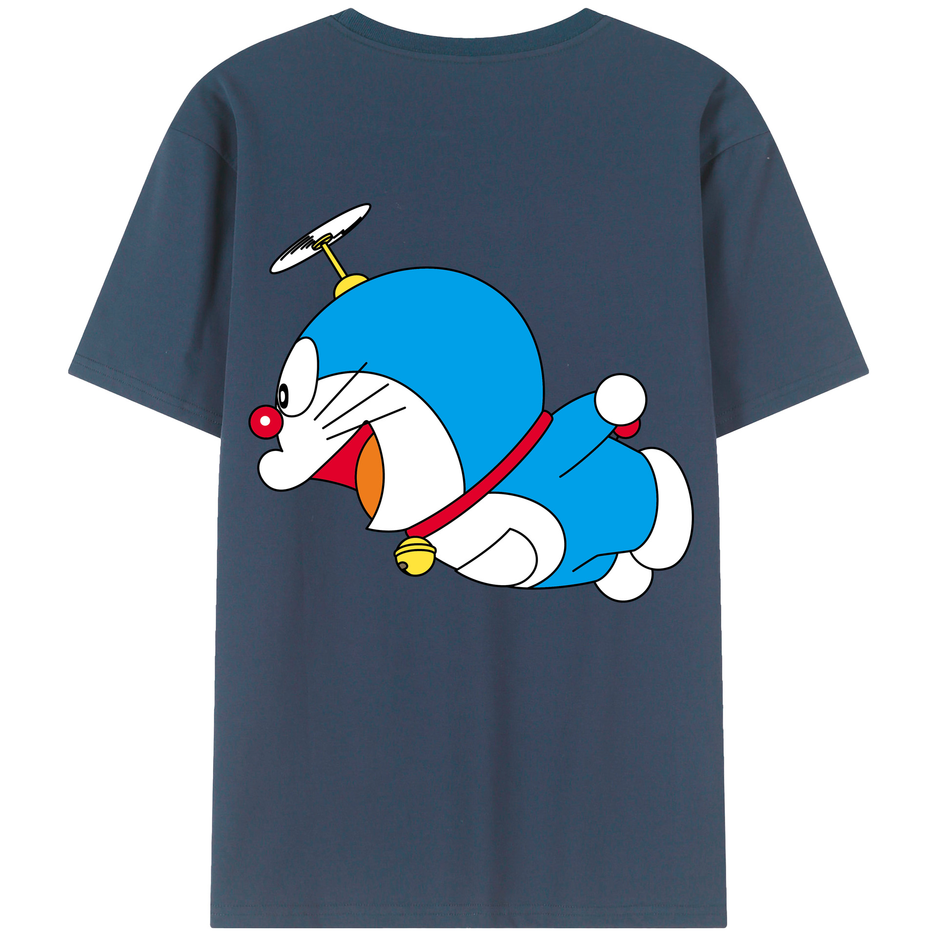 （画像用） ドラえもん Doraemon 綿100％ メンズ半袖Tシャツ（バックプリント） 通気性