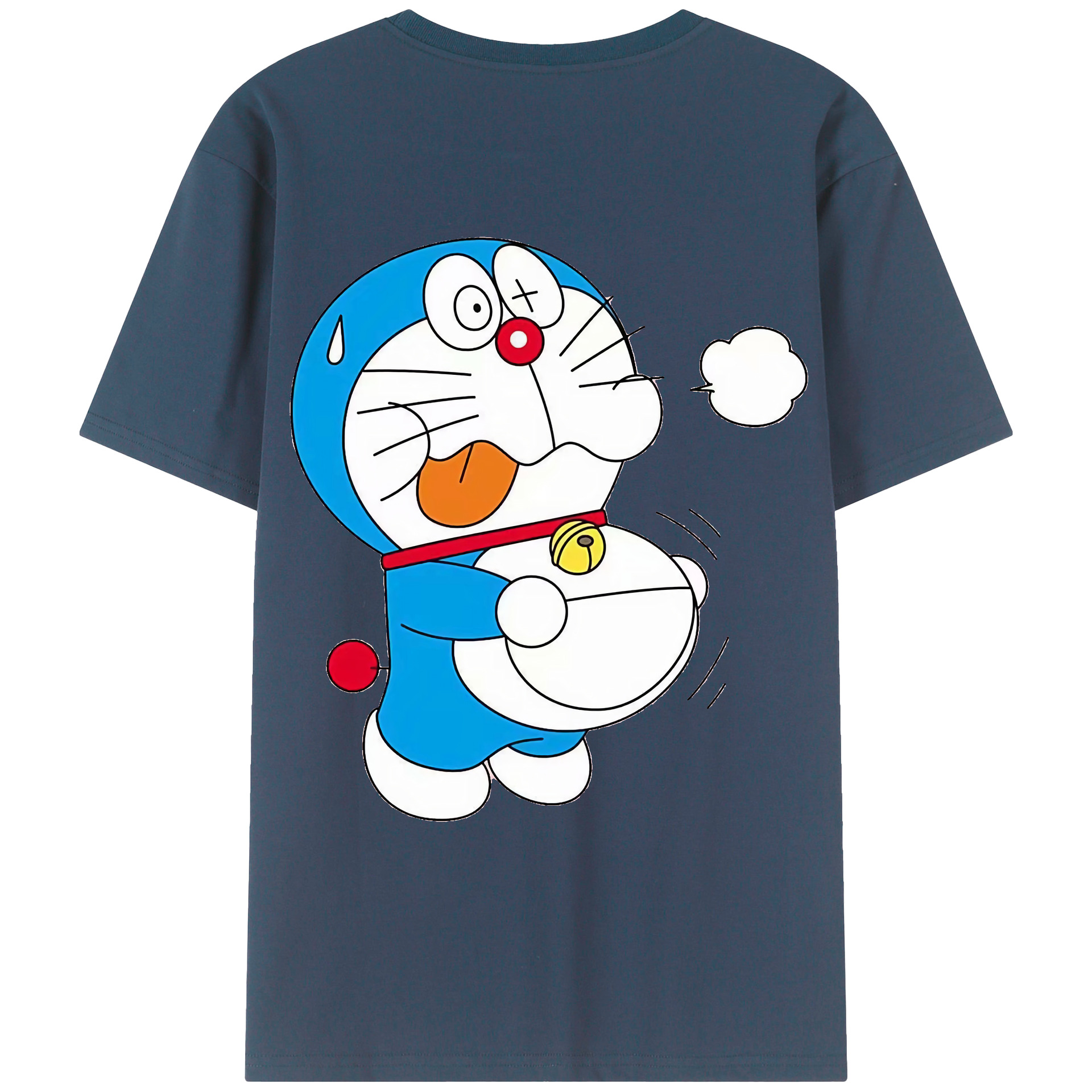 （画像用） ドラえもん Doraemon 綿100％ メンズ半袖Tシャツ（バックプリント） 通気性