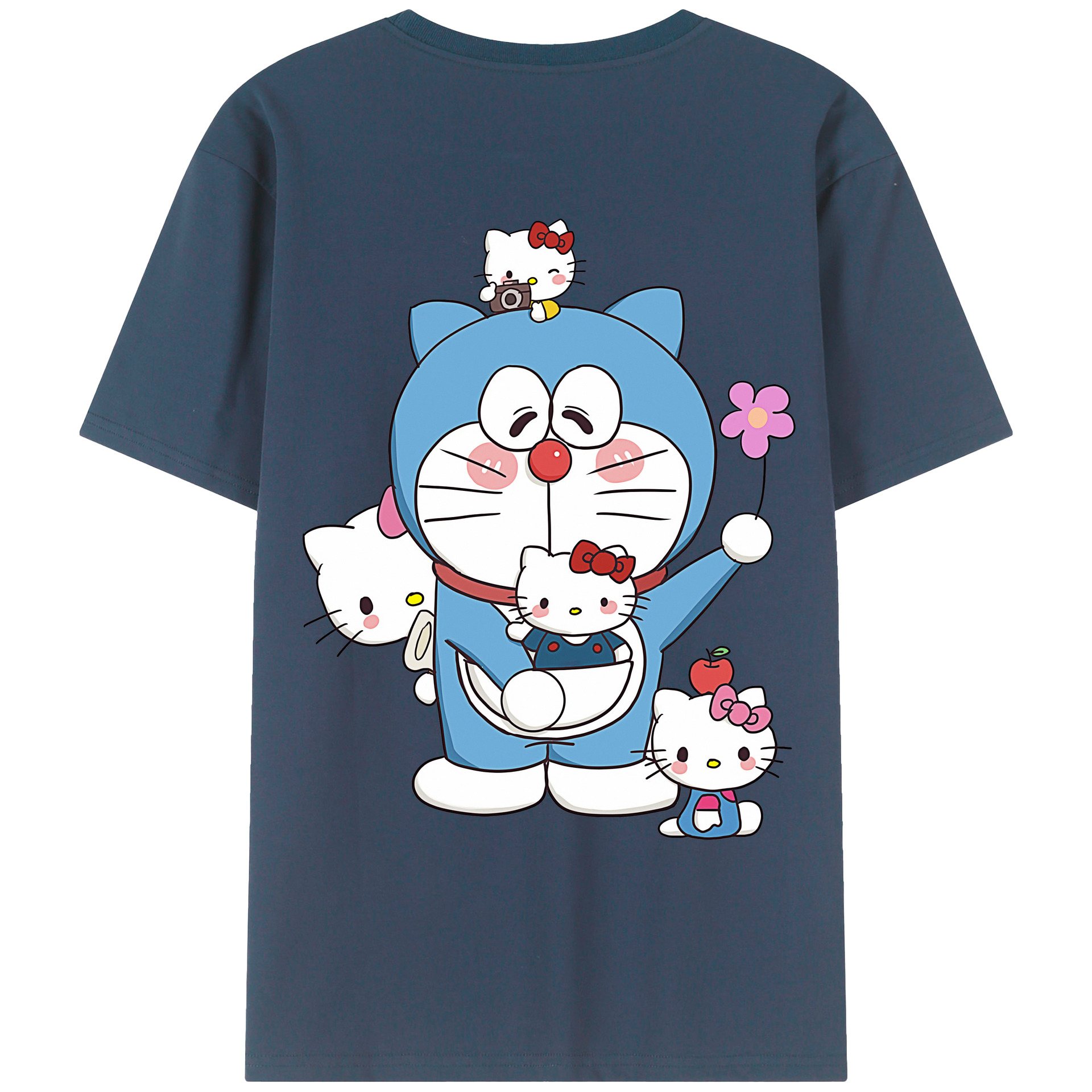（画像用） ドラえもん Doraemon 綿100％ メンズ半袖Tシャツ（バックプリント） 通気性