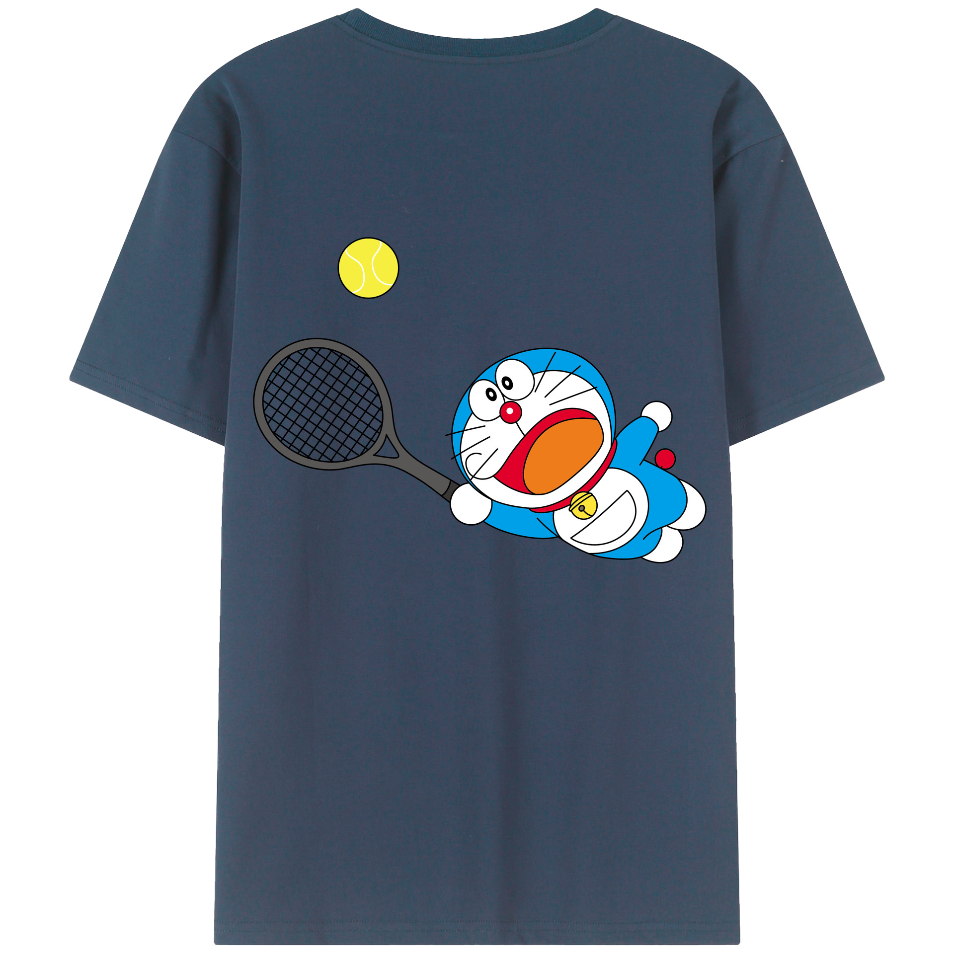 （画像用） ドラえもん Doraemon 綿100％ メンズ半袖Tシャツ（バックプリント） 通気性