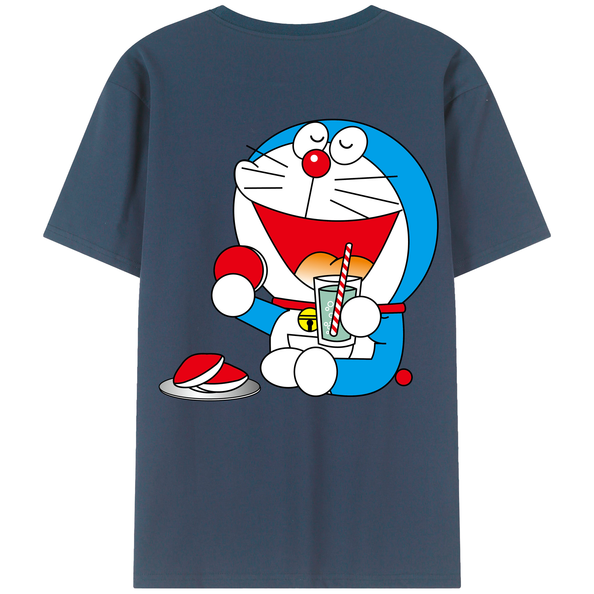 （画像用） ドラえもん Doraemon 綿100％ メンズ半袖Tシャツ（バックプリント） 通気性
