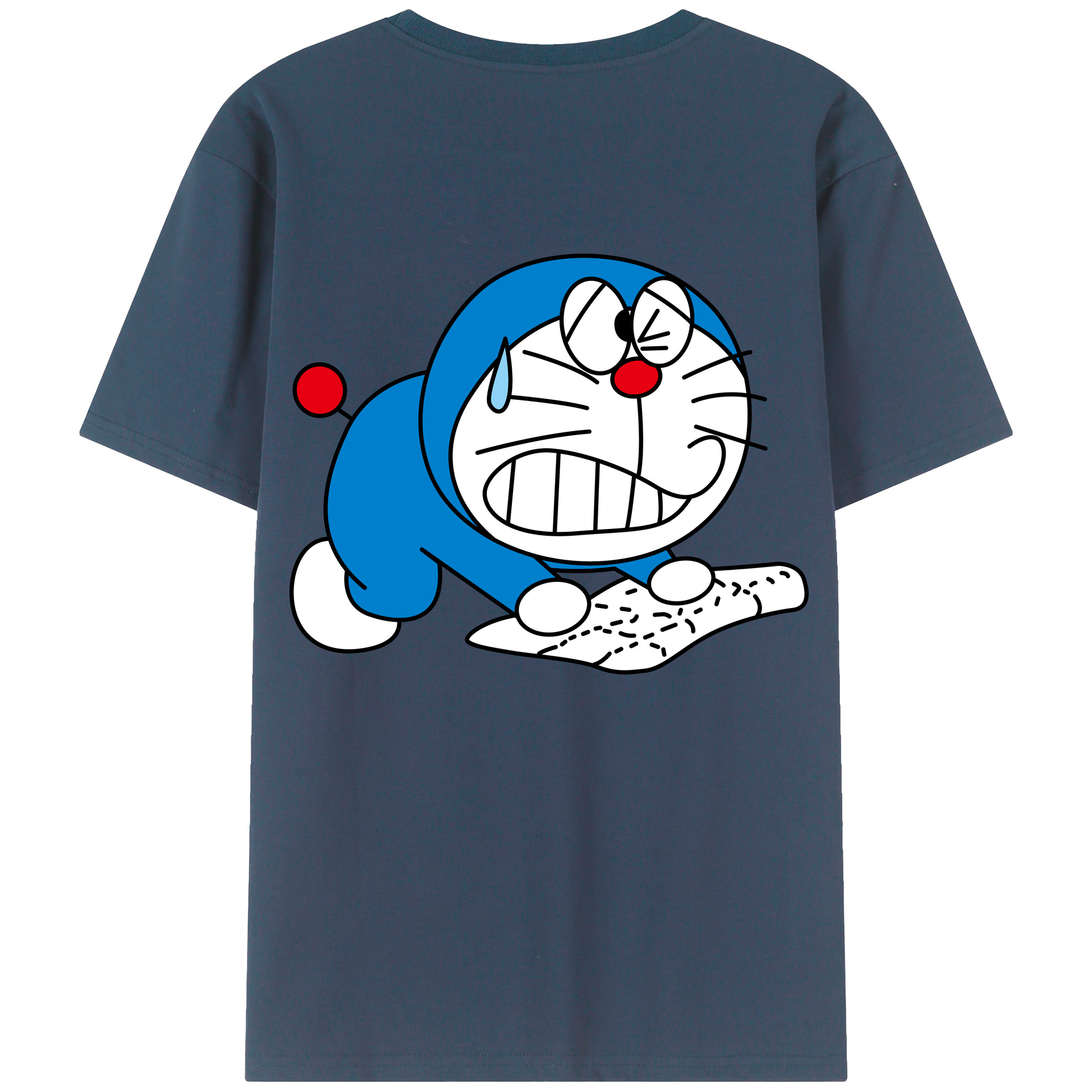 （画像用） ドラえもん Doraemon 綿100％ メンズ半袖Tシャツ（バックプリント） 通気性