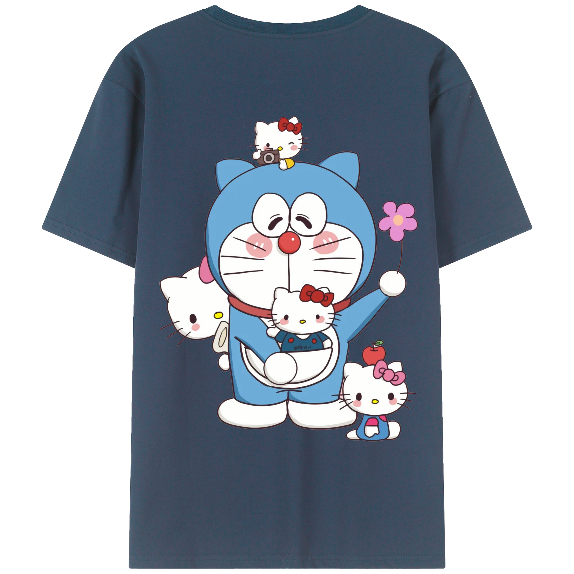 （画像用） ドラえもん Doraemon 綿100％ メンズ半袖Tシャツ（バックプリント） 通気性
