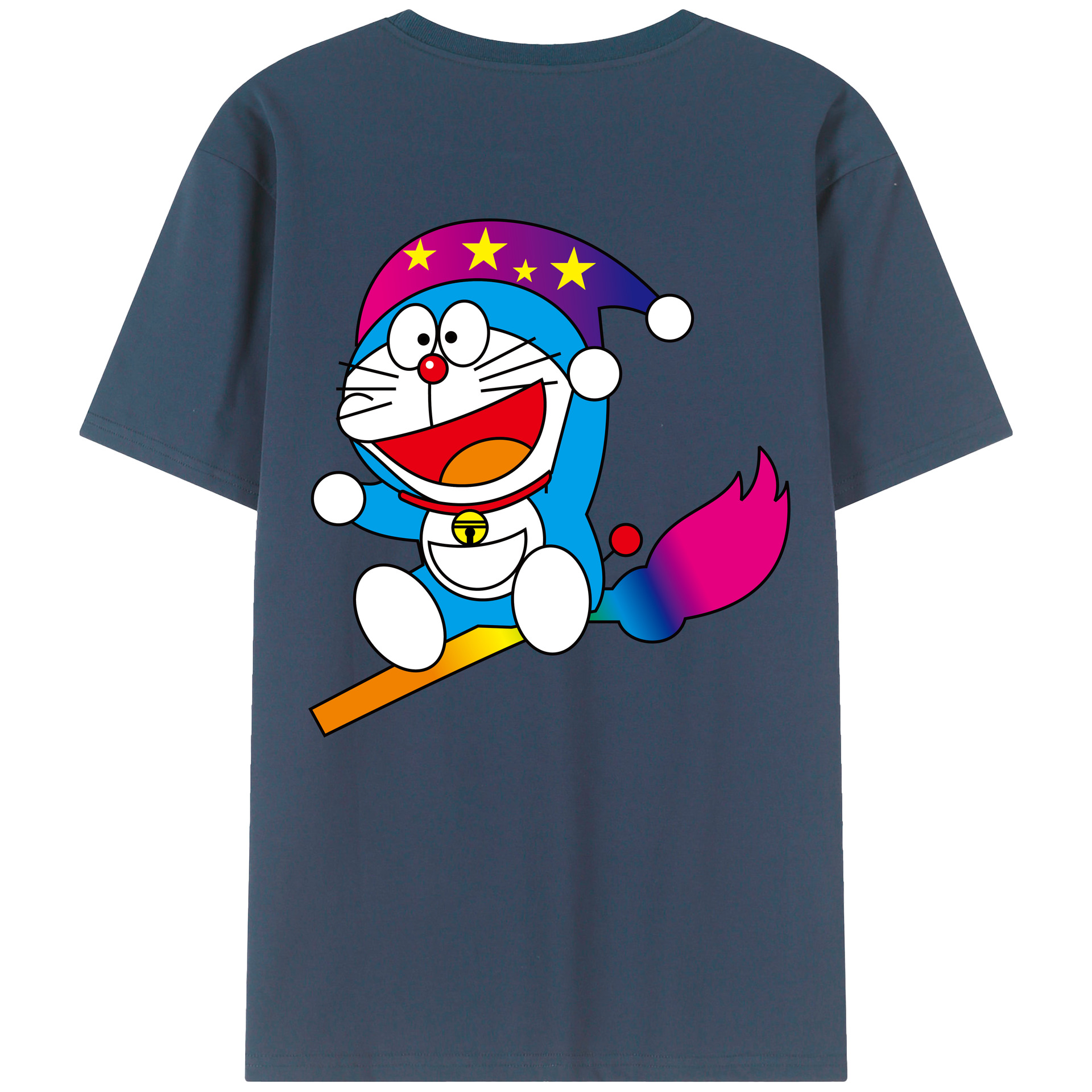 （画像用） ドラえもん Doraemon 綿100％ メンズ半袖Tシャツ（バックプリント） 通気性
