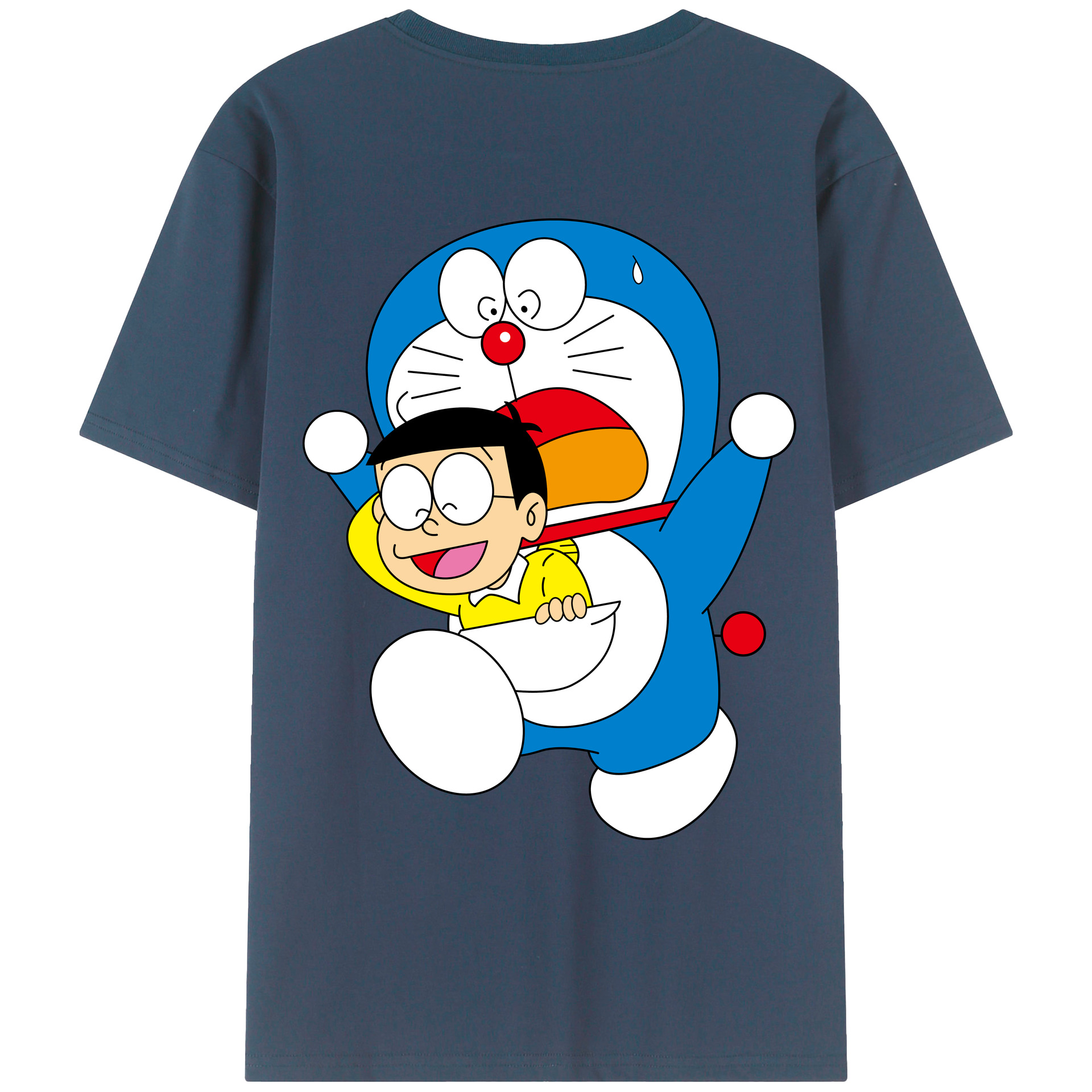 （画像用） ドラえもん Doraemon 綿100％ メンズ半袖Tシャツ（バックプリント） 通気性