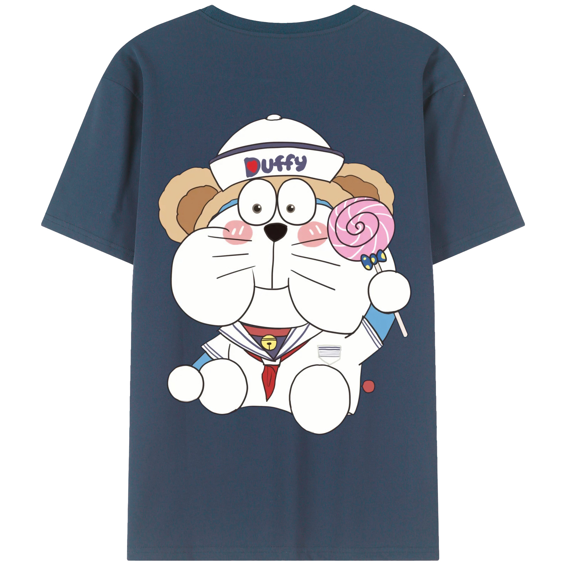 （画像用） ドラえもん Doraemon 綿100％ メンズ半袖Tシャツ（バックプリント） 通気性