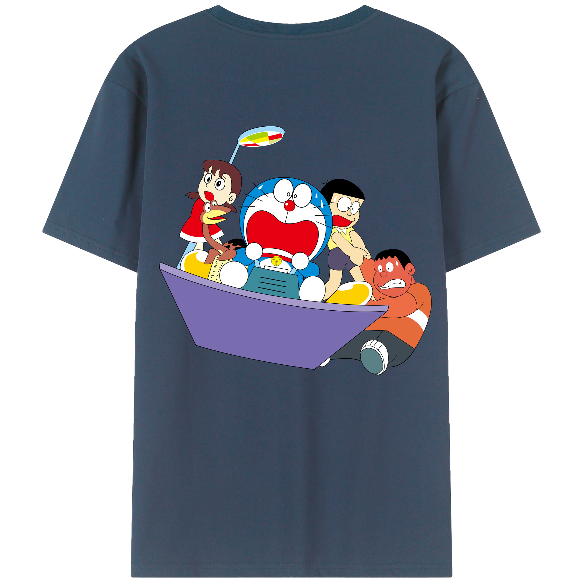 （画像用） ドラえもん Doraemon 綿100％ メンズ半袖Tシャツ（バックプリント） 通気性