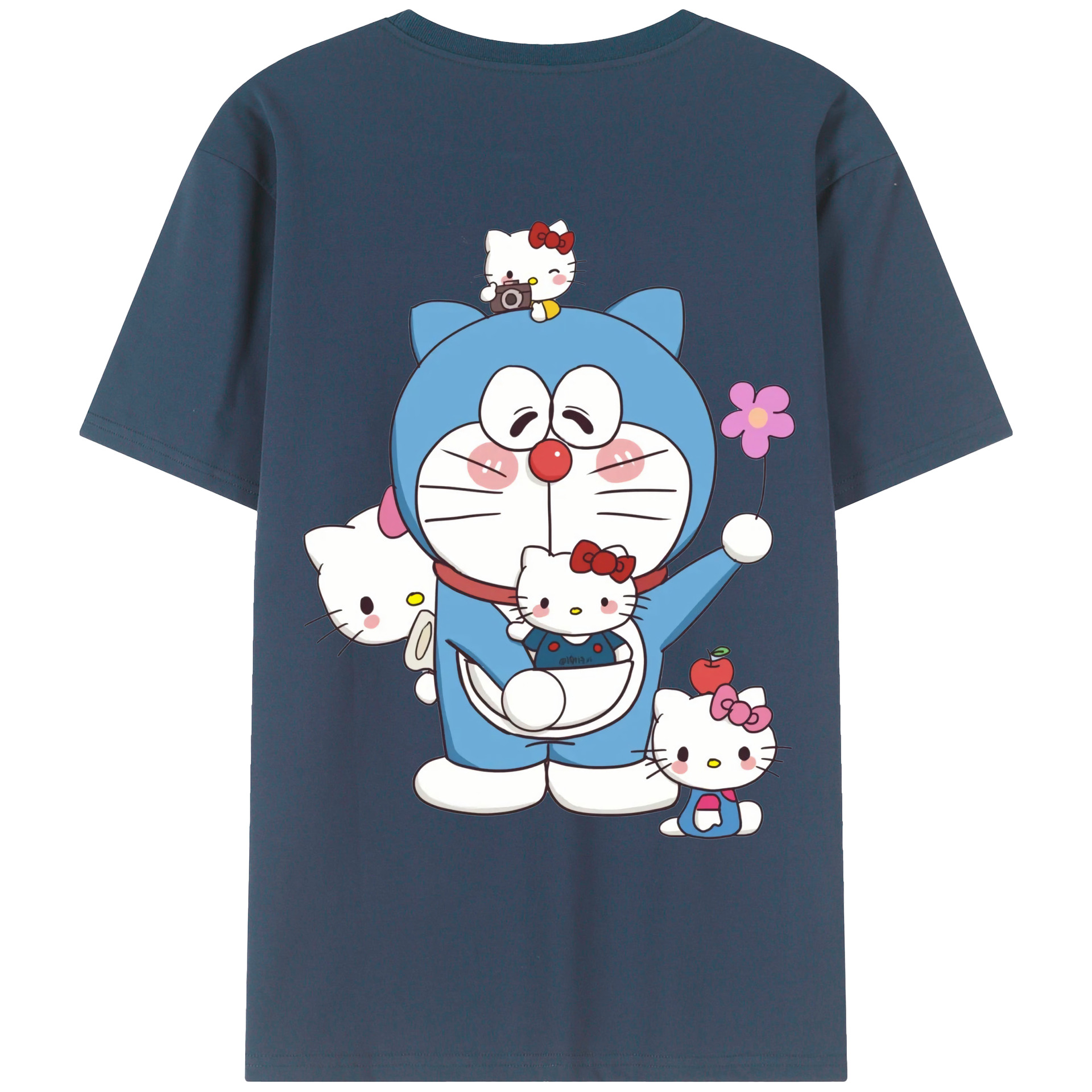 （画像用） ドラえもん Doraemon 綿100％ メンズ半袖Tシャツ（バックプリント） 通気性