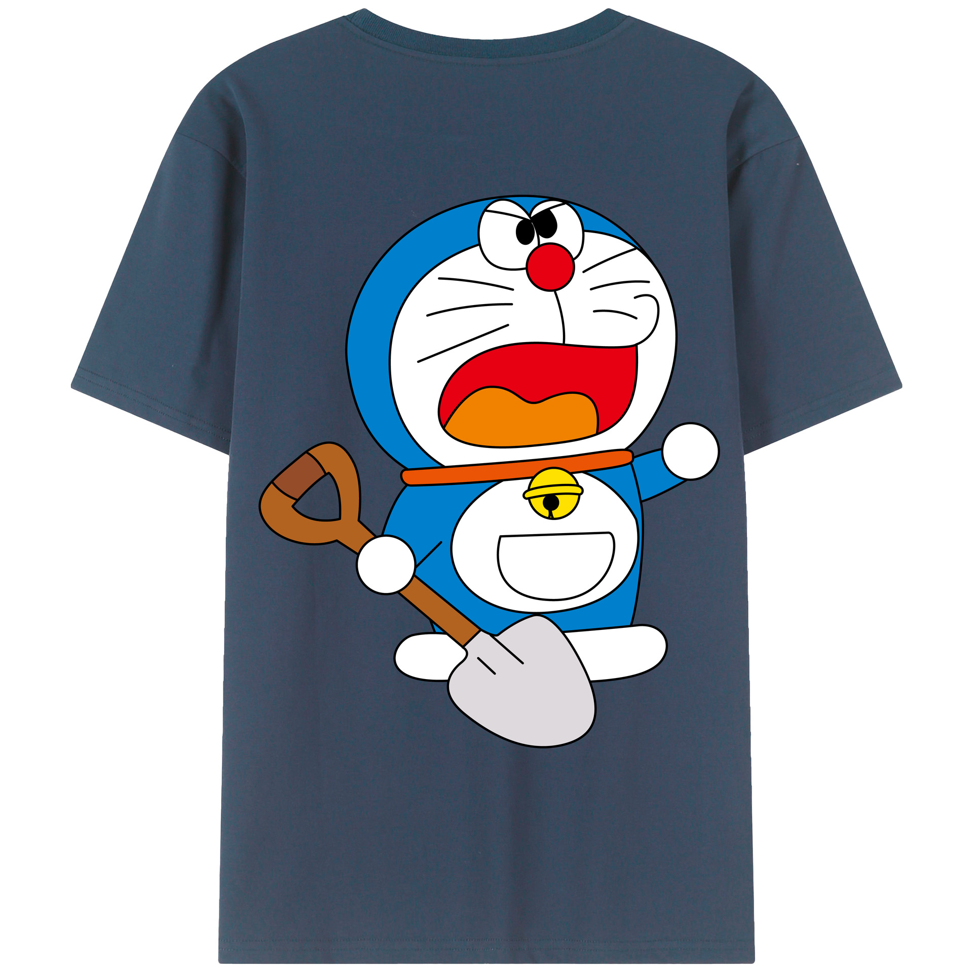 （画像用） ドラえもん Doraemon 綿100％ メンズ半袖Tシャツ（バックプリント） 通気性