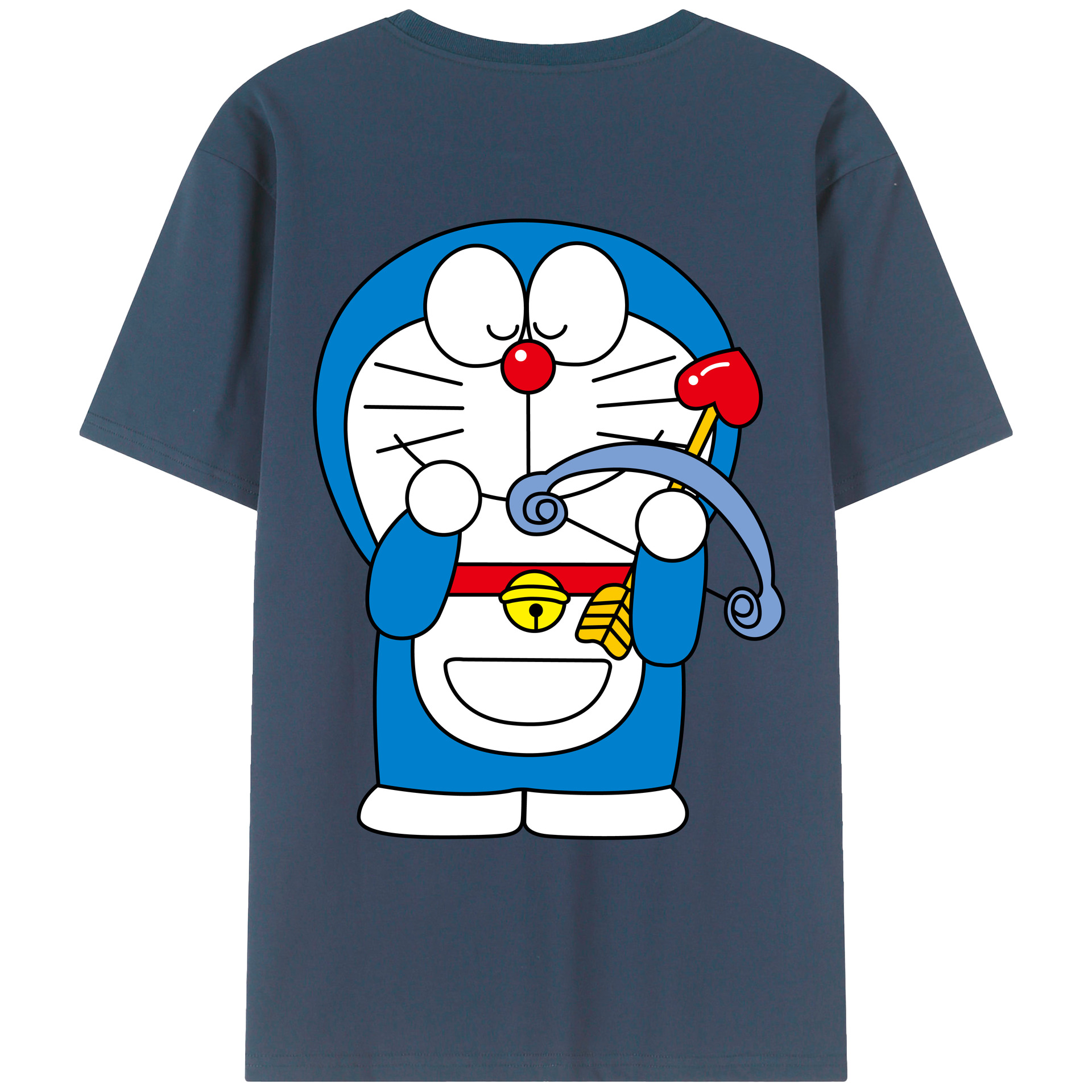 （画像用） ドラえもん Doraemon 綿100％ メンズ半袖Tシャツ（バックプリント） 通気性