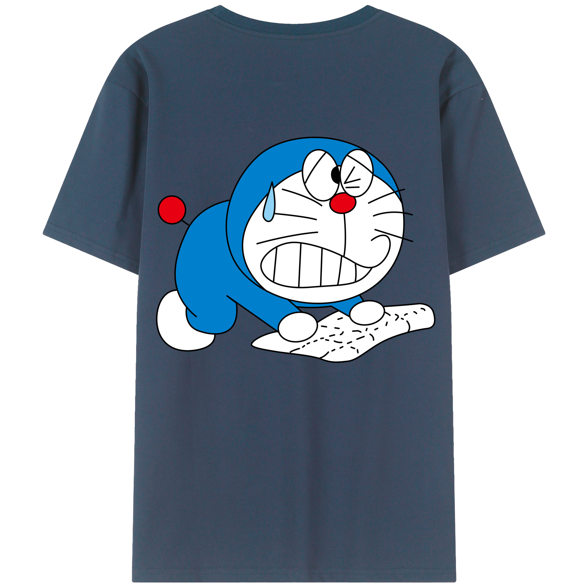 （画像用） ドラえもん Doraemon 綿100％ メンズ半袖Tシャツ（バックプリント） 通気性
