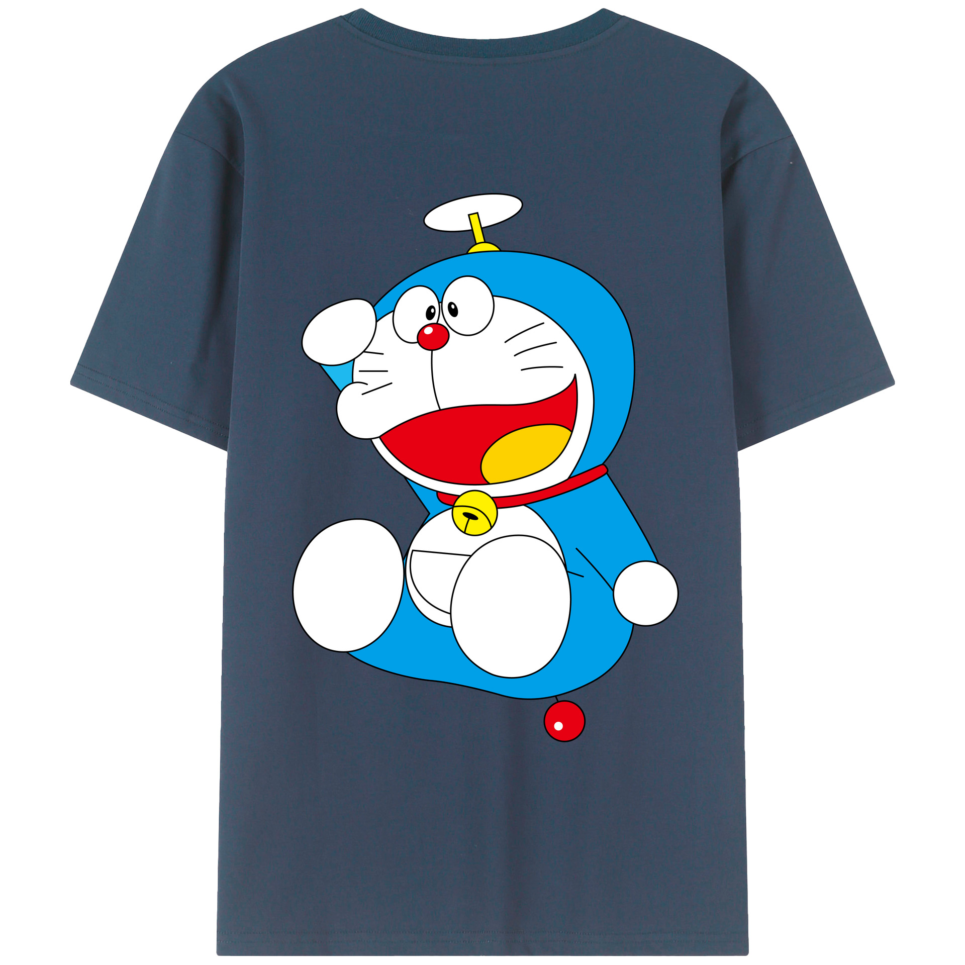 （画像用） ドラえもん Doraemon 綿100％ メンズ半袖Tシャツ（バックプリント） 通気性