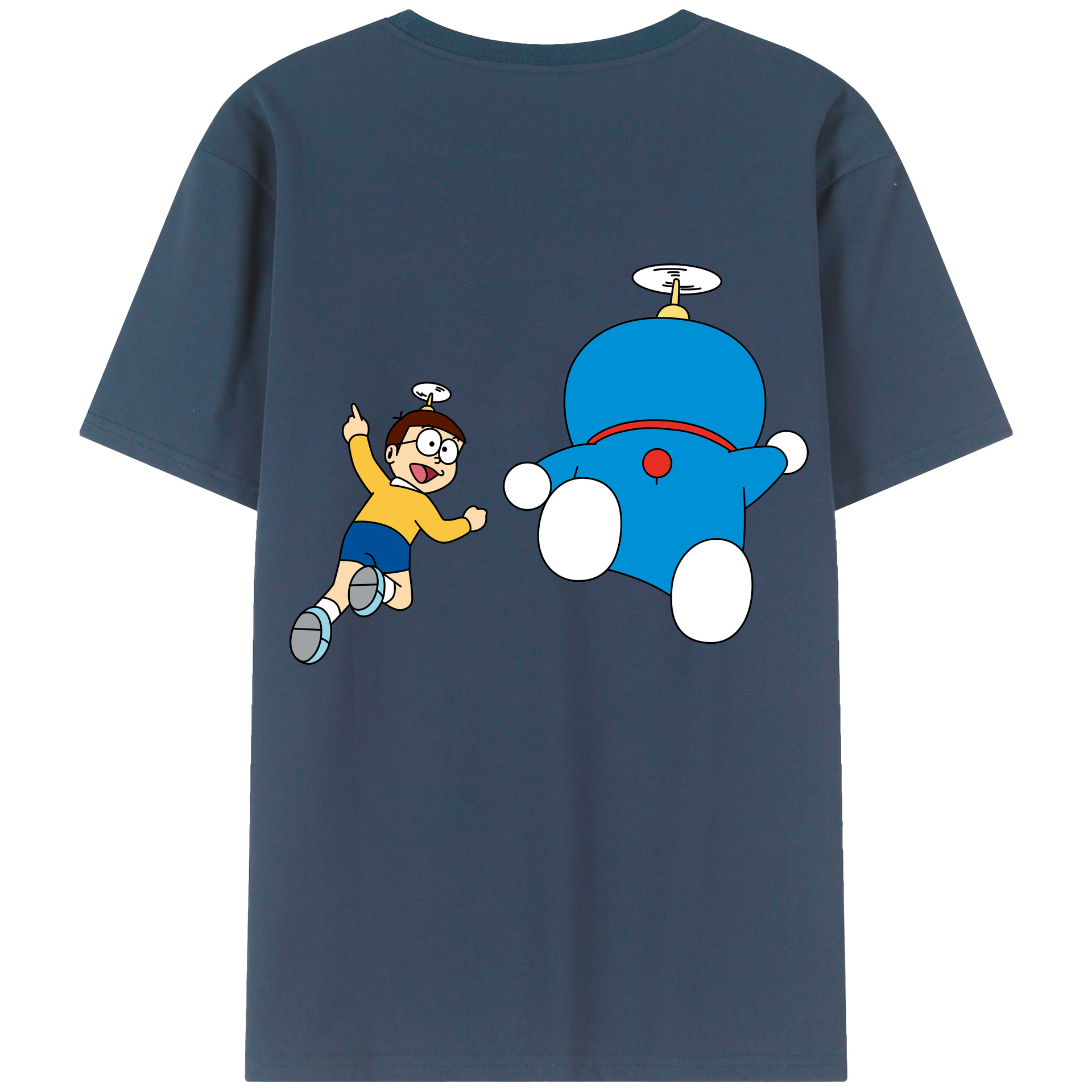（画像用） ドラえもん 野比 のび太 Doraemon Nobita Nobi 綿100％ メンズ半袖Tシャツ（バックプリント） 通気性