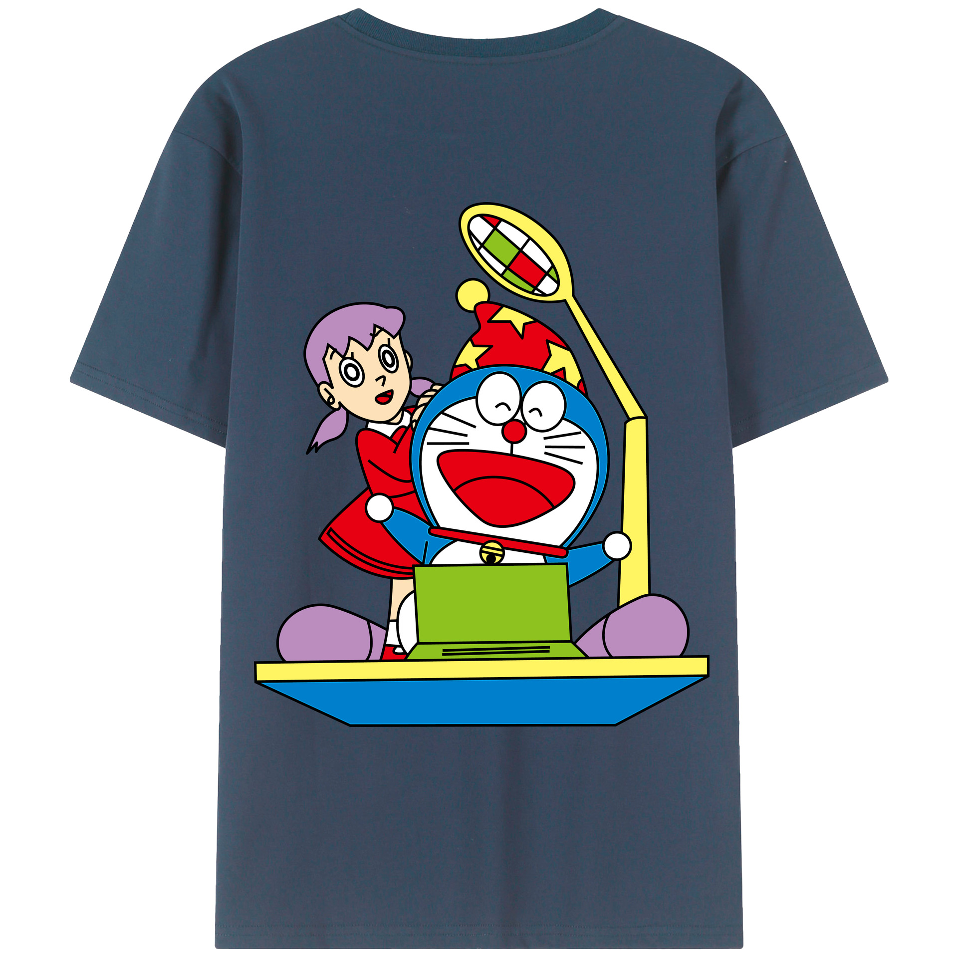 （画像用） ドラえもん みなもと しずか Doraemon Shizuka Minamoto 綿100％ メンズ半袖Tシャツ（バックプリント） 通気性