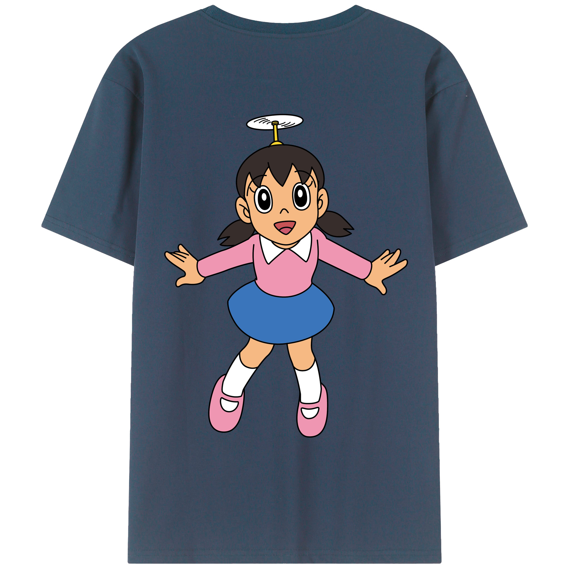 （画像用） ドラえもん みなもと しずか Doraemon Shizuka Minamoto 綿100％ メンズ半袖Tシャツ（バックプリント） 通気性