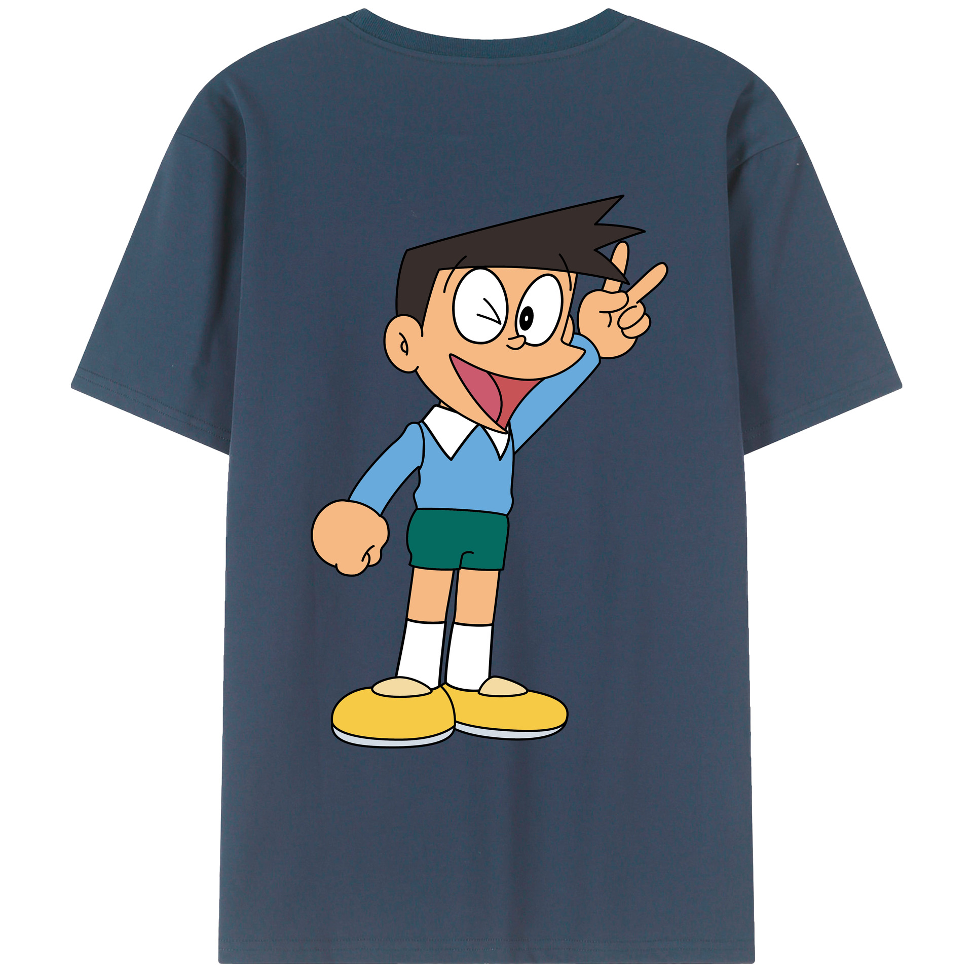 （画像用） ドラえもん 骨川 スネ夫 Doraemon Honekawa Suneo 綿100％ メンズ半袖Tシャツ（バックプリント） 通気性