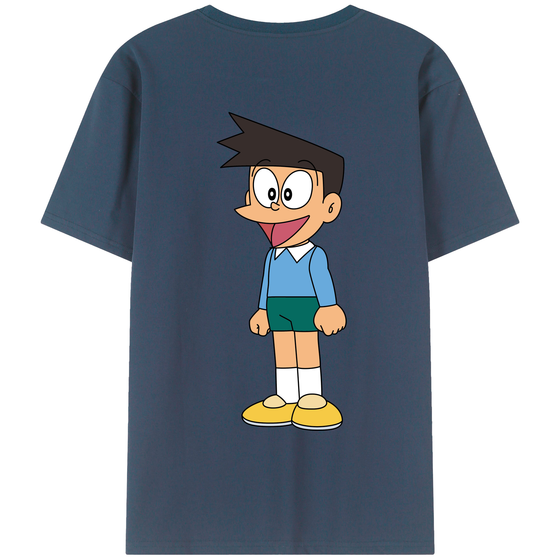 （画像用） ドラえもん 骨川 スネ夫 Doraemon Honekawa Suneo 綿100％ メンズ半袖Tシャツ（バックプリント） 通気性